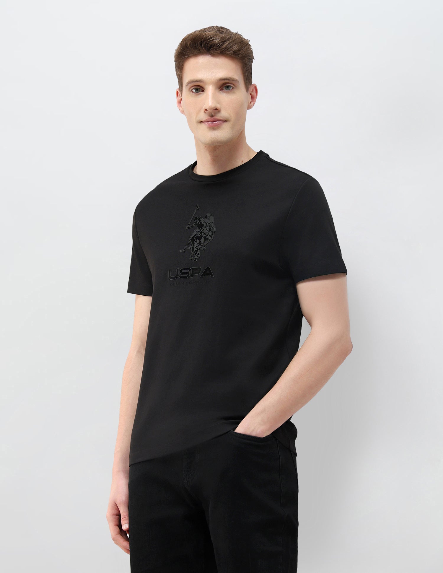 Black & Gold Brand Embossed Slim Fit T-Shirt Black - U.S. Polo Assn. India | Large