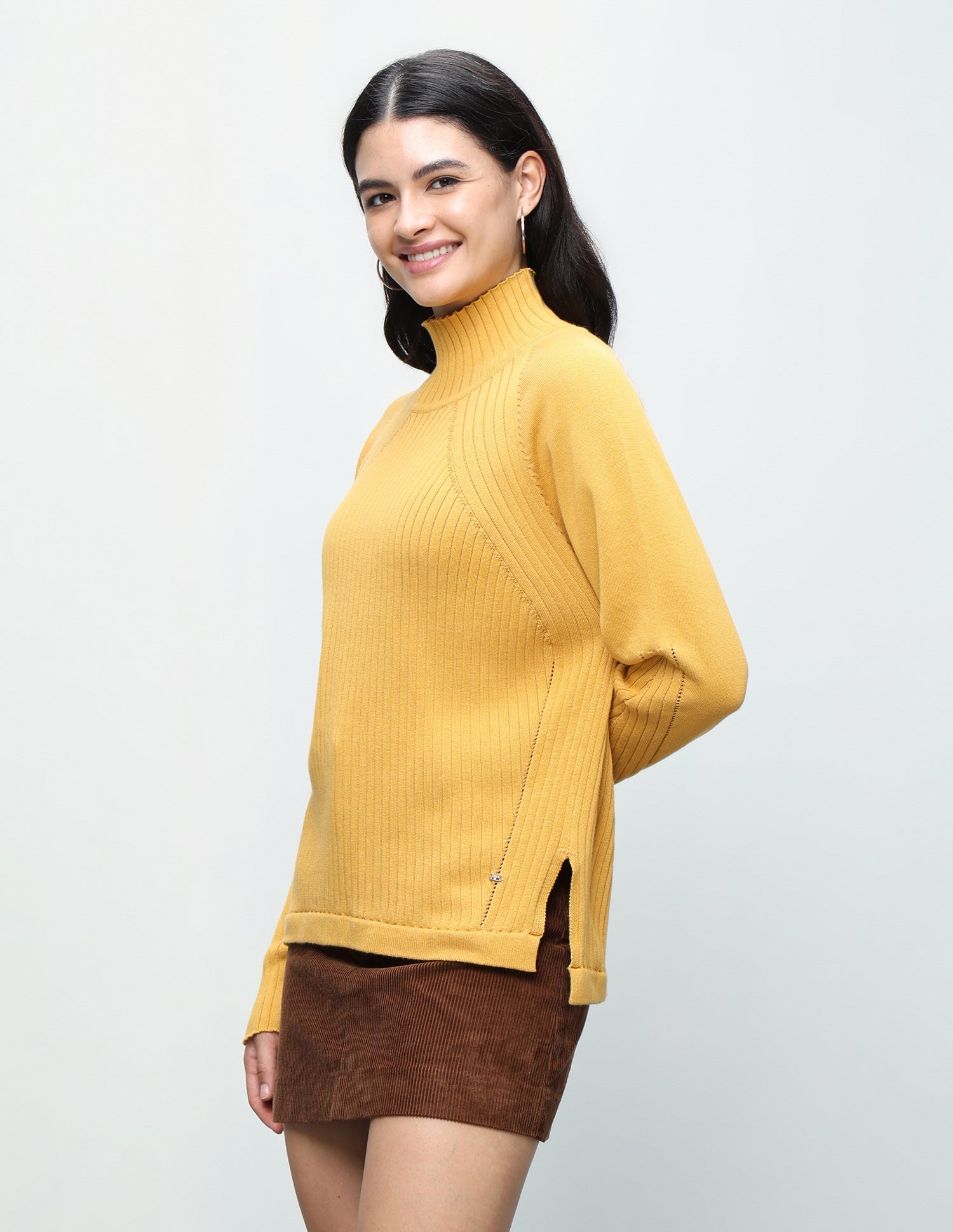 Patterned Knit Regular Fit Sweater Mustard - U.S. Polo Assn. India | Large