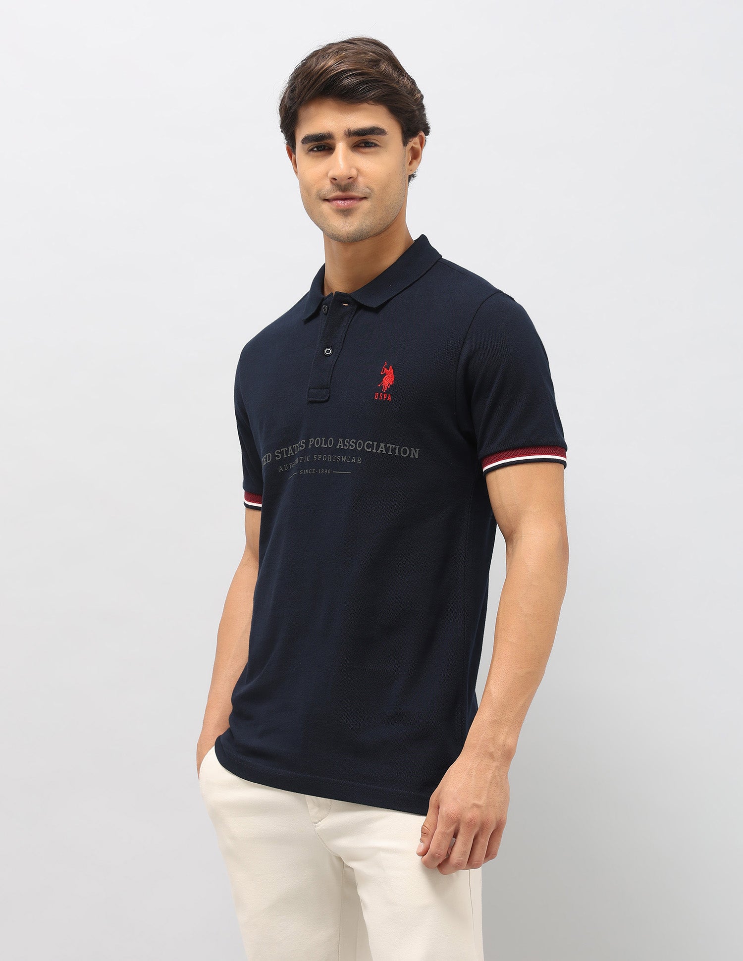 Brand Embossed Slim Fit Polo Shirt Navy - U.S. Polo Assn. India | Large
