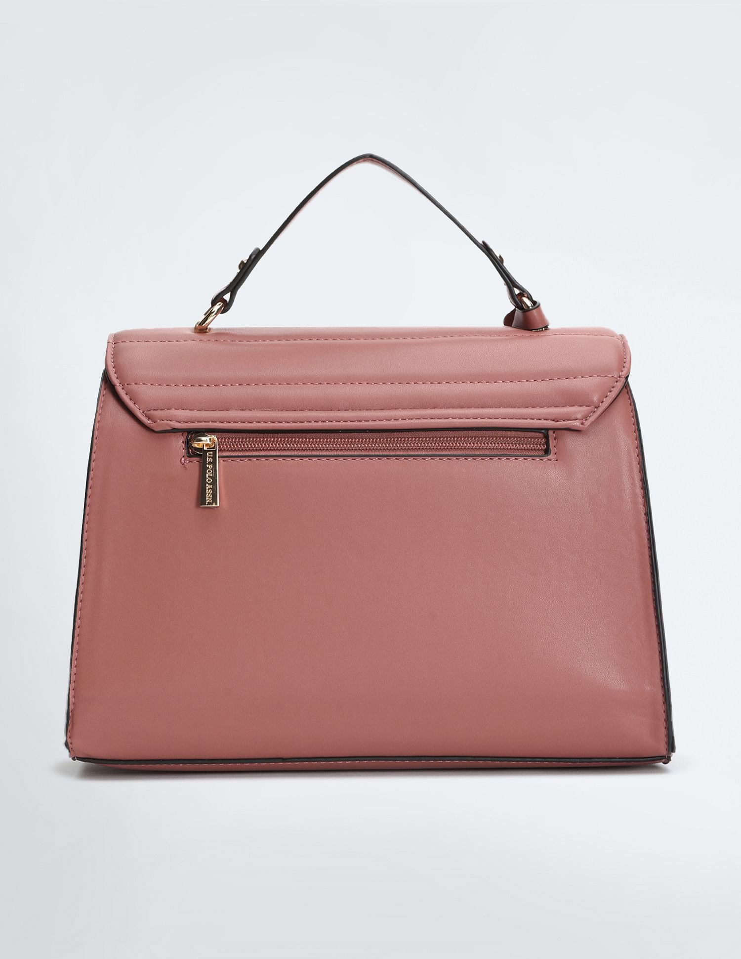 Detachable Strap Quilted Satchel Bag Pink - U.S. POLO ASSN. | Large