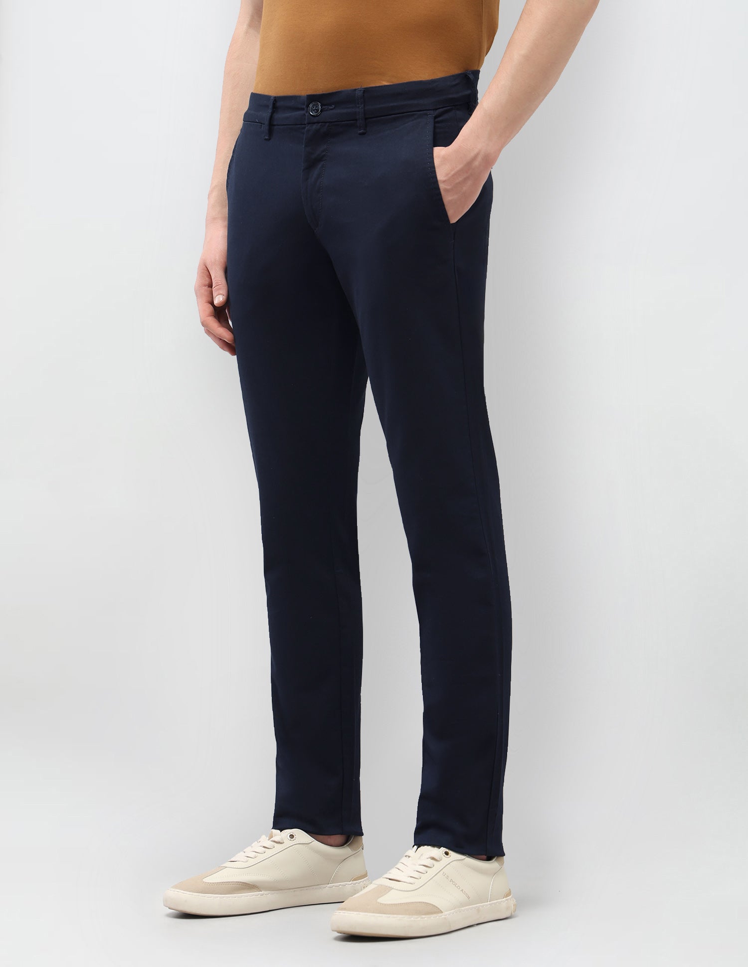 Austin Slim Fit Satin Trousers Navy - U.S. Polo Assn. India | Large