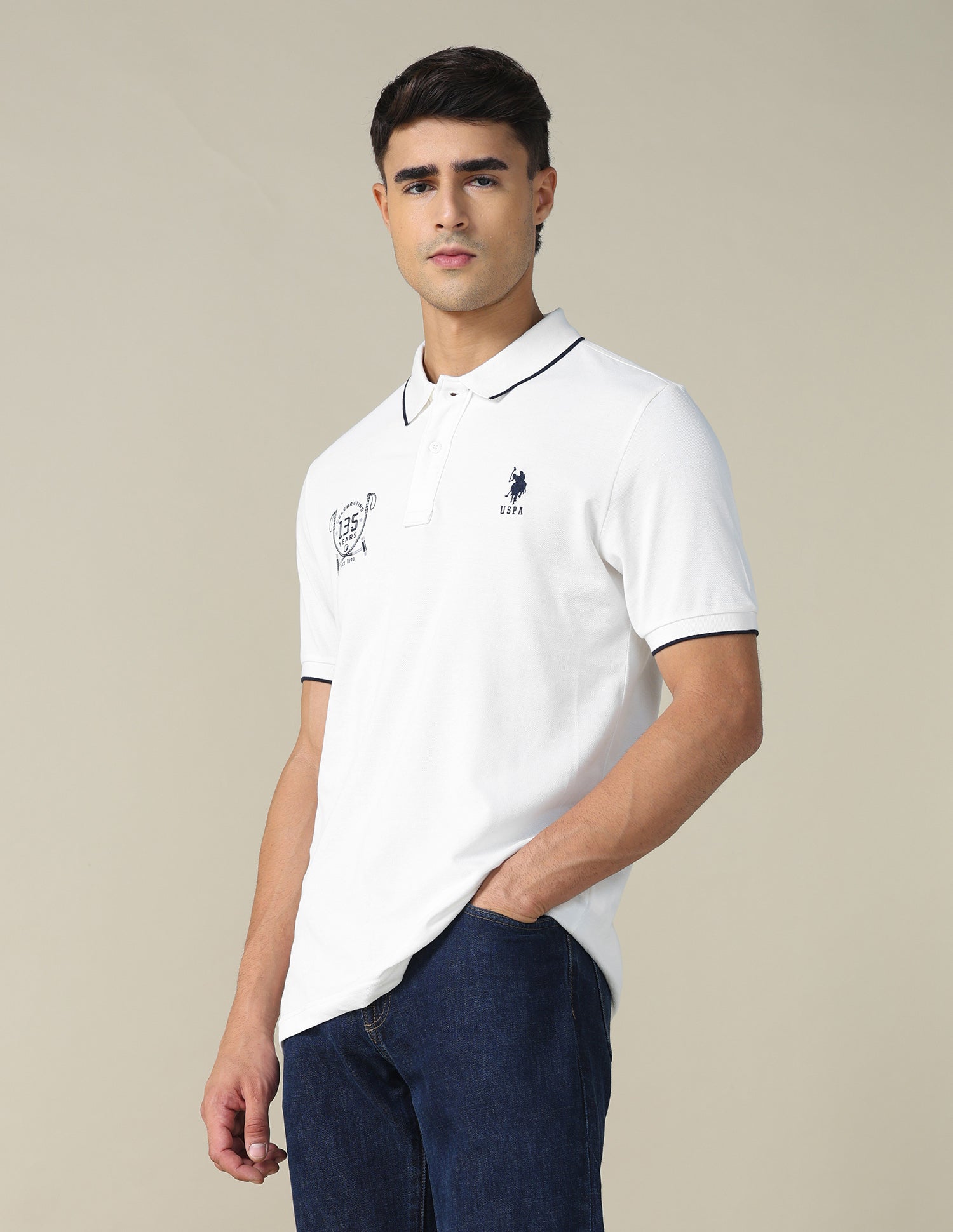 Graphic Printed Regular Fit Polo Shirt Ivory - U.S. POLO ASSN. | Large