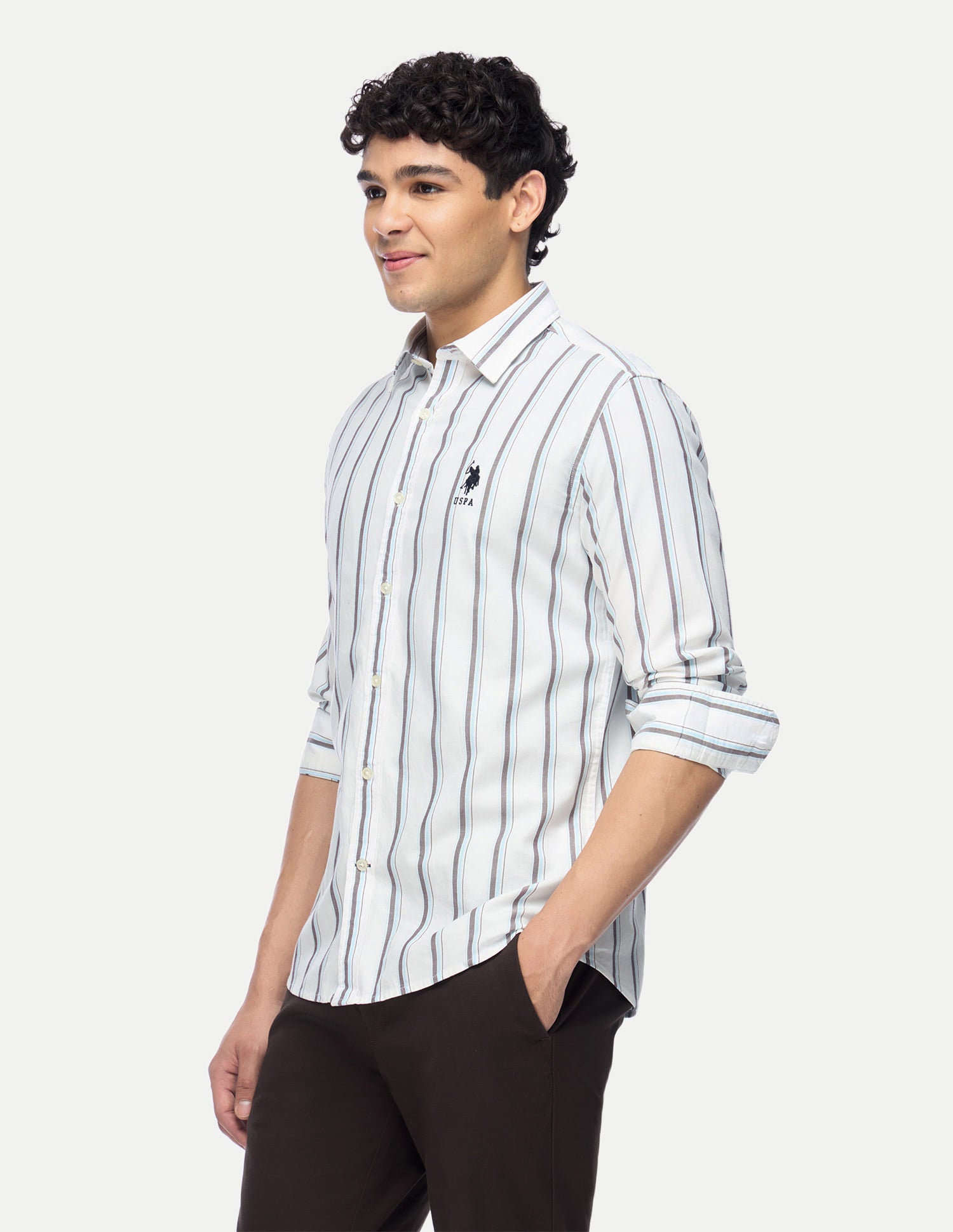 Tailored Vertical Stripes Shirt White - U.S. Polo Assn. India | Large