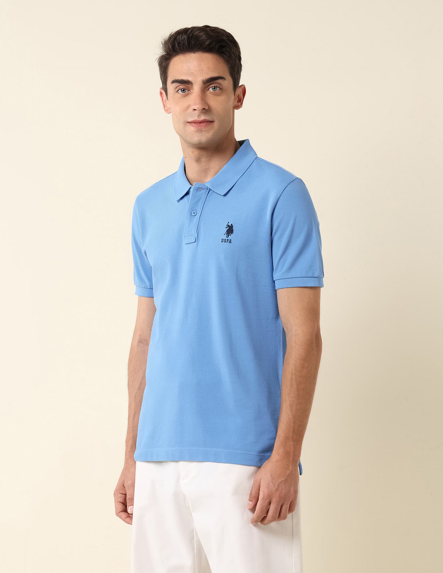 Slim Fit Pure Cotton Polo Shirt Blue - U.S. Polo Assn. India | Large