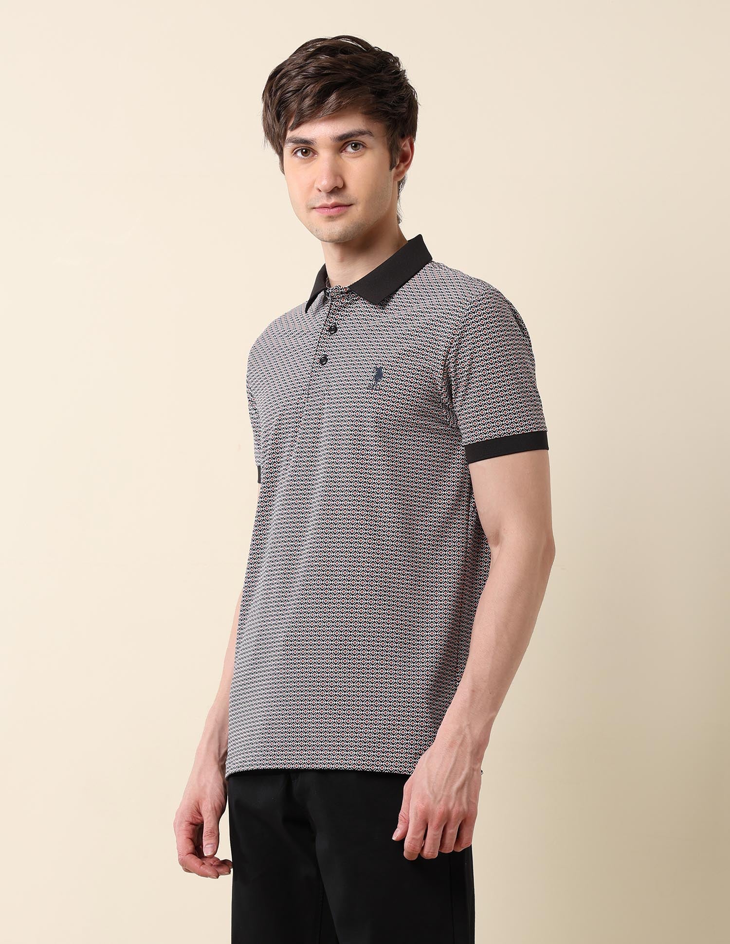 Geometric Printed Classic Polo Shirt Navy - U.S. Polo Assn. India | Large