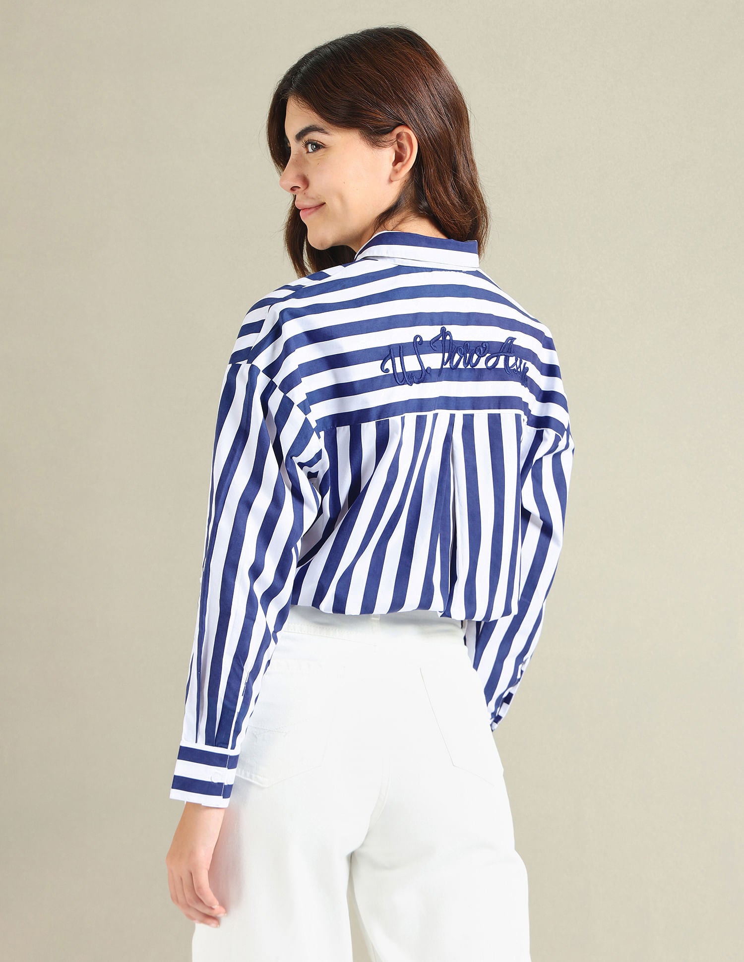 Rear Logo Multi Stripe Shirt Blue - U.S. Polo Assn. India | Large