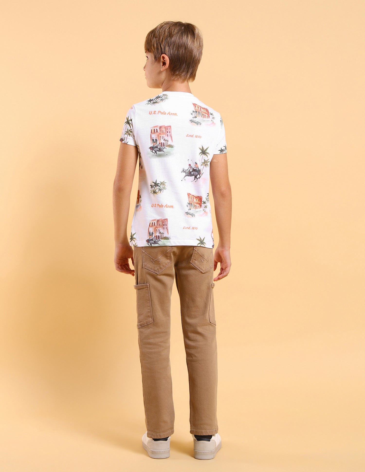 Boys Regular Fit All Over Printed T-Shirt White - U.S. POLO ASSN. | Large