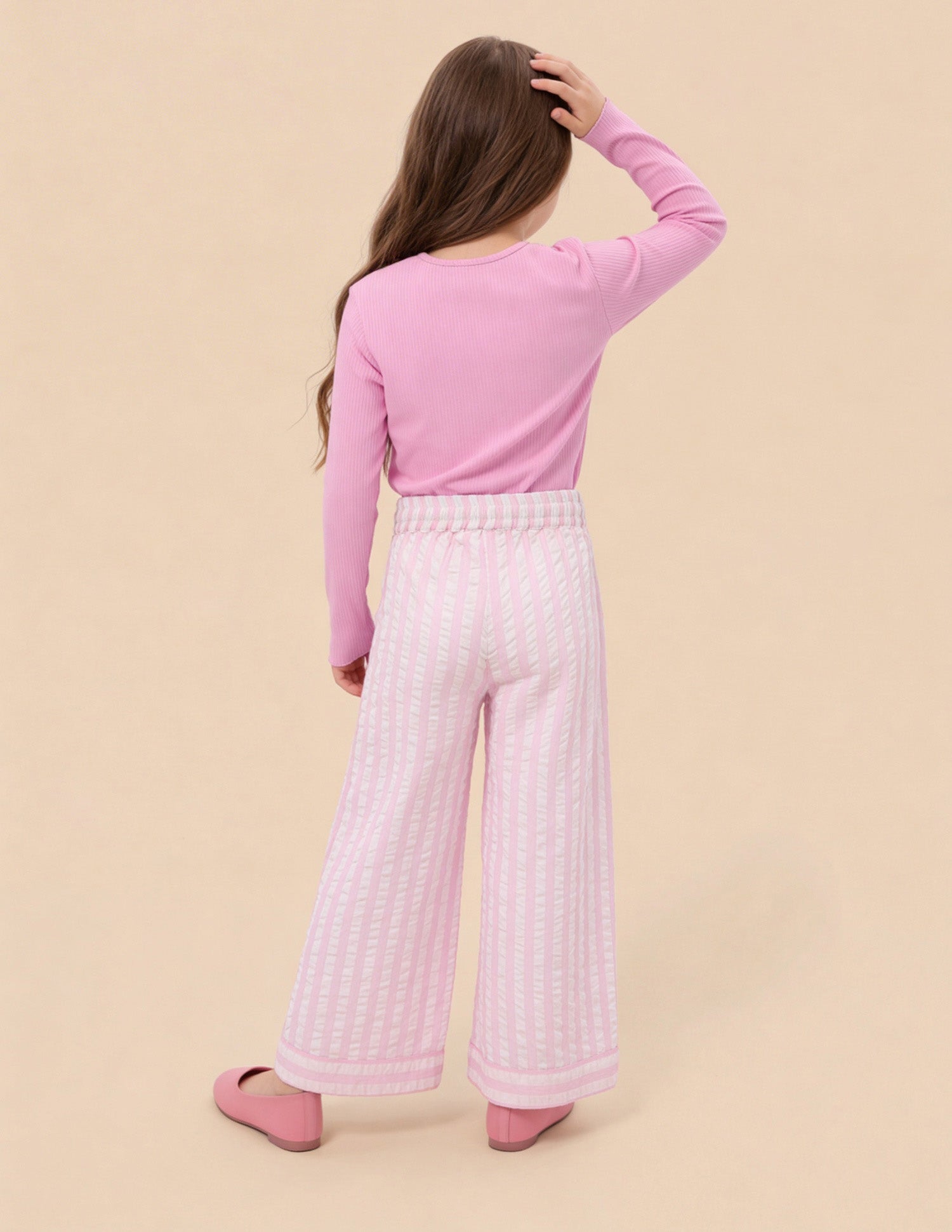 Vertical Striped Flared Fit Trousers Pink - U.S. Polo Assn. India | Large