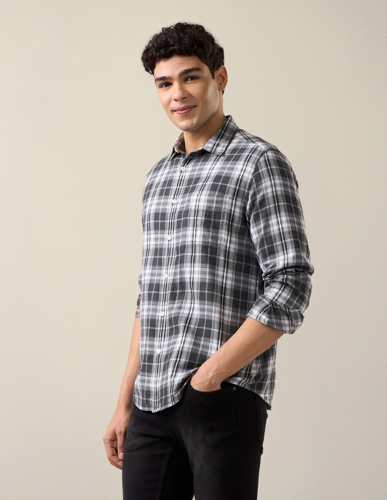 Plaid Checked Twill Shirt Grey - U.S. Polo Assn. India | Large