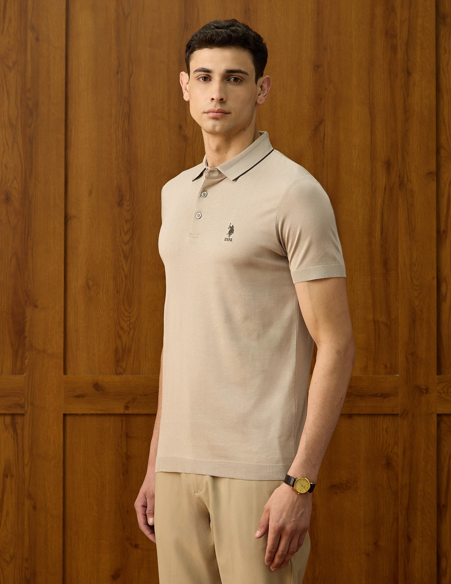 Regular Fit Equestrian Aisle Theater Polo Shirt Khaki - U.S. POLO ASSN. | Large