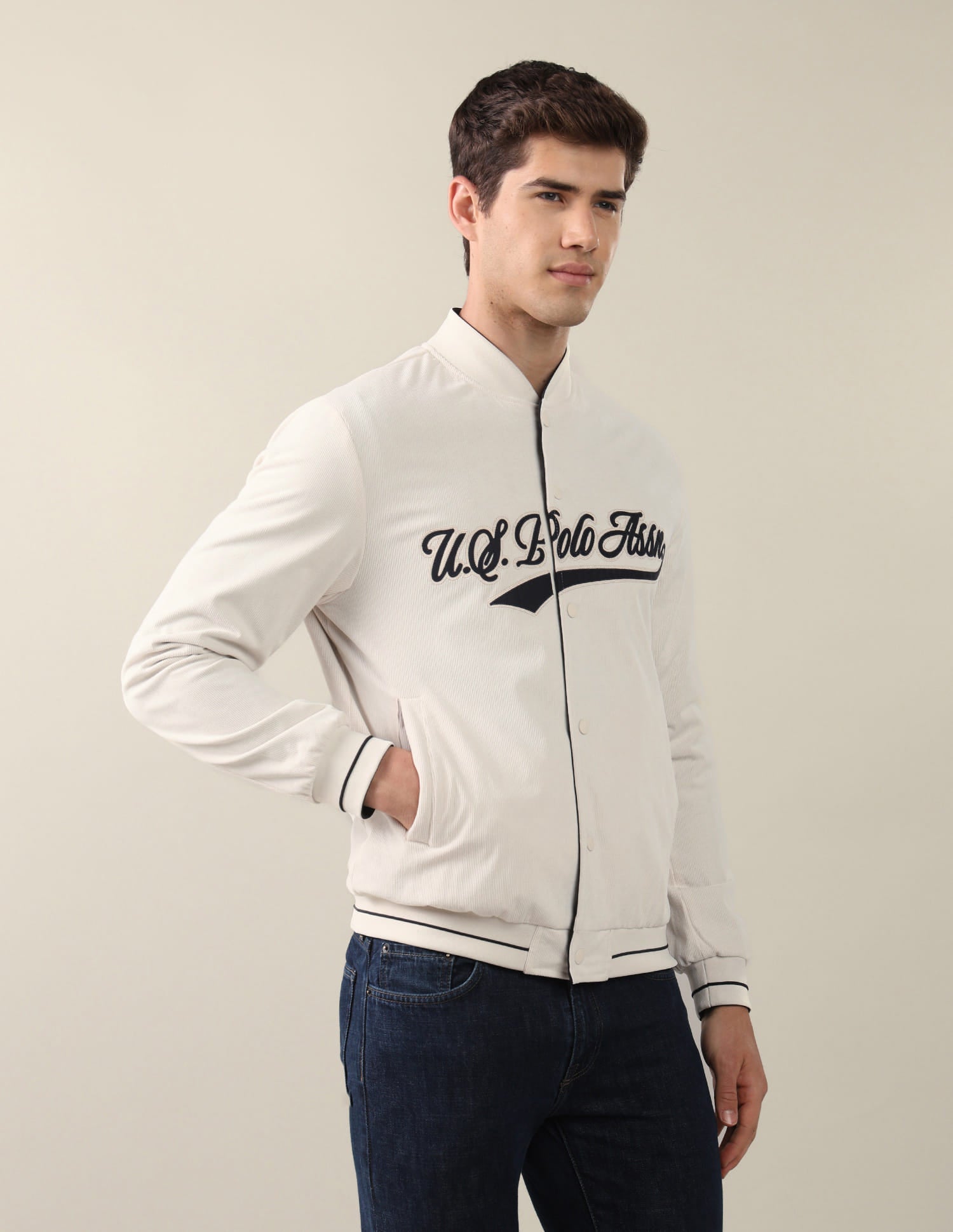 Brand Applique Reversible Jacket White - U.S. Polo Assn. India | Large