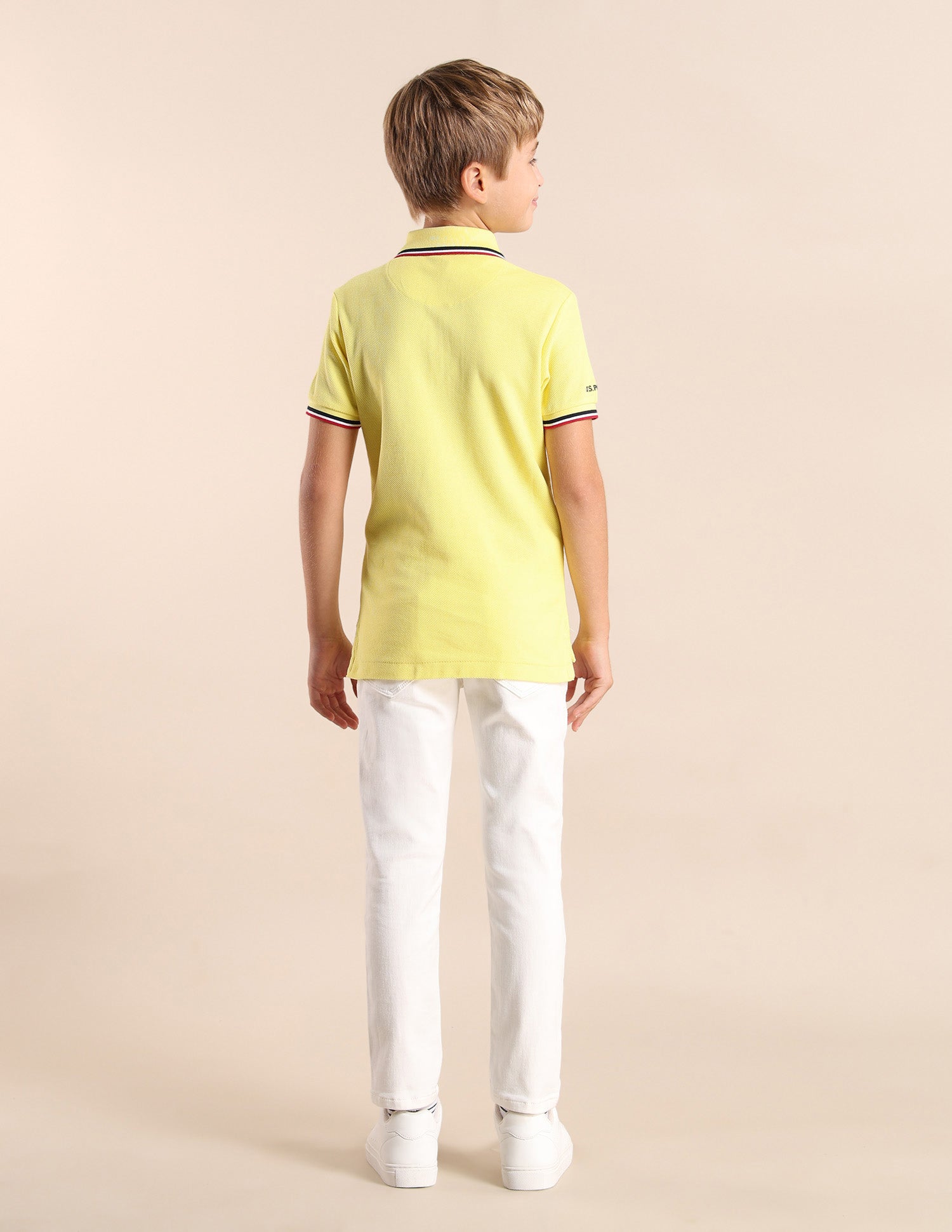 Boys Solid Regular Fit Polo Shirt Light Yellow - U.S. POLO ASSN. | Large