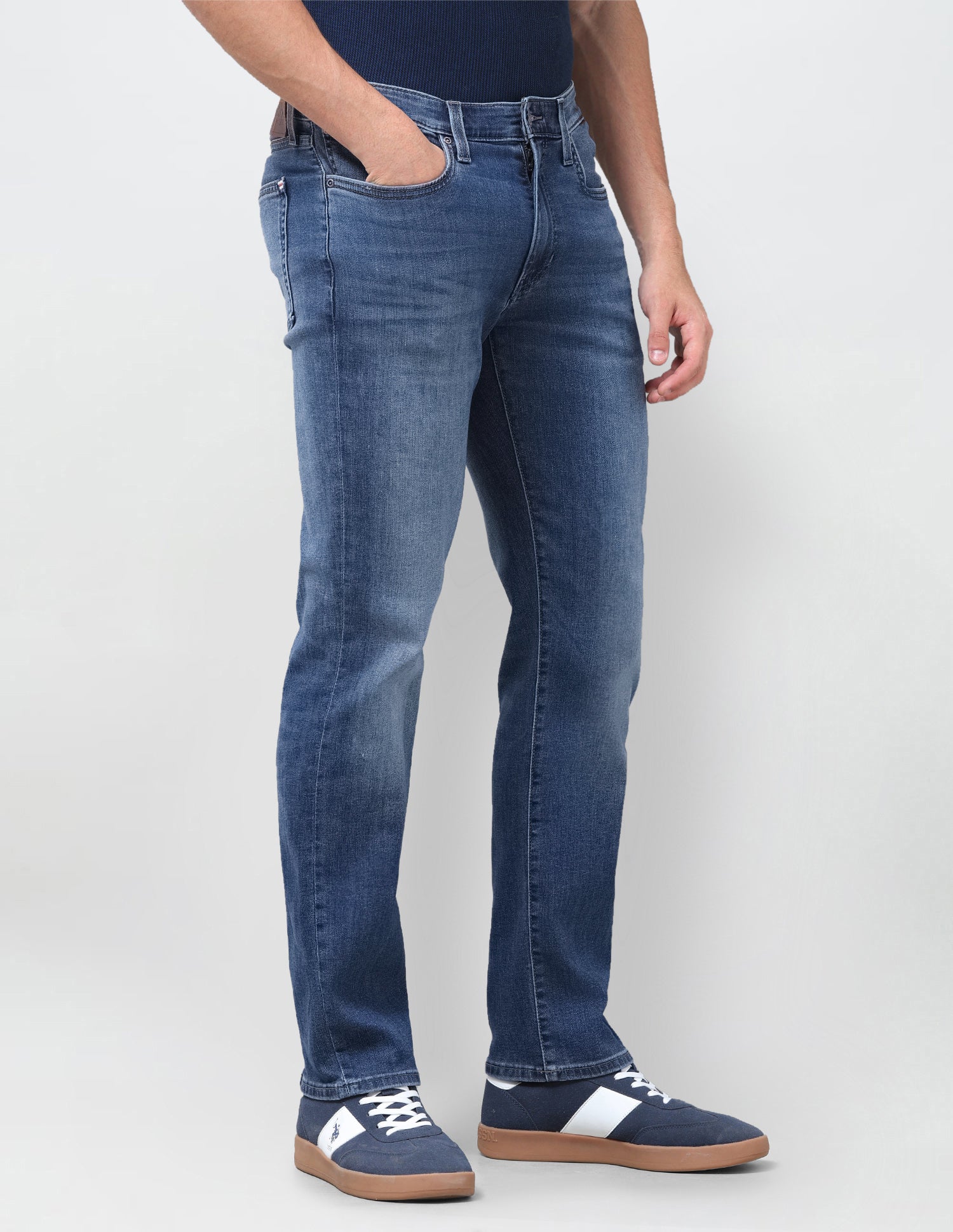 Pacho X Harold Slim Straight Fit Blue Jeans Mid Blue - U.S. Polo Assn. India | Large