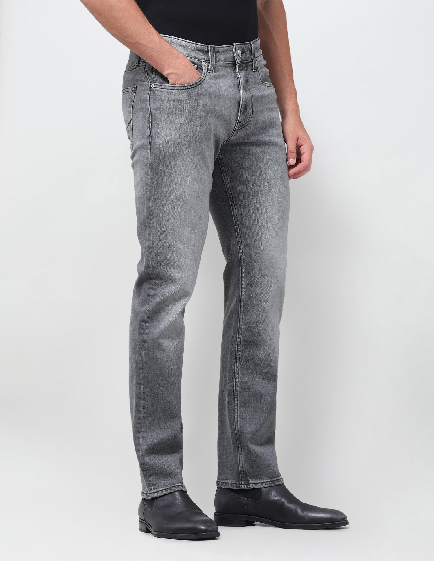 Harold Slim Straight Fit Grey Jeans Washed Grey - U.S. Polo Assn. India | Large
