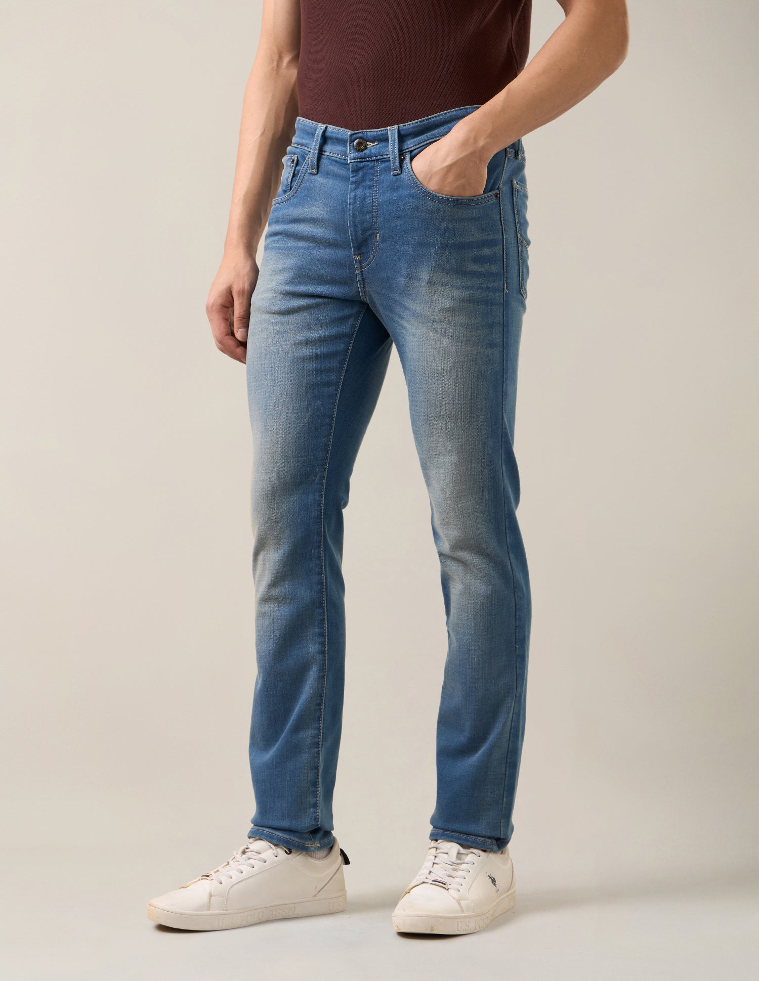 Regallo Skinny Fit Blue Jeans Tinted Blue - U.S. Polo Assn. India | Large