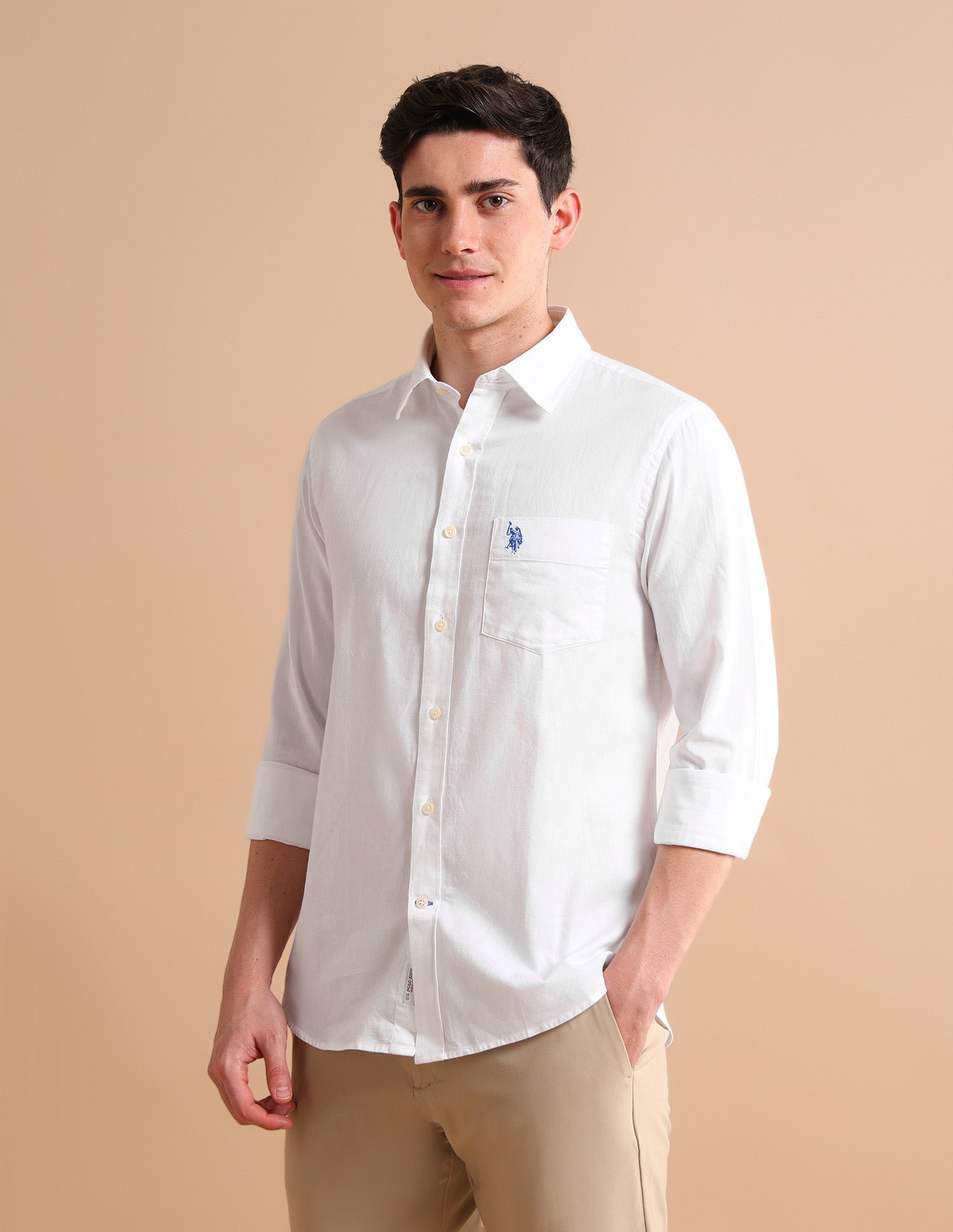 Cotton Dobby Formal Shirt White - U.S. POLO ASSN. | Large