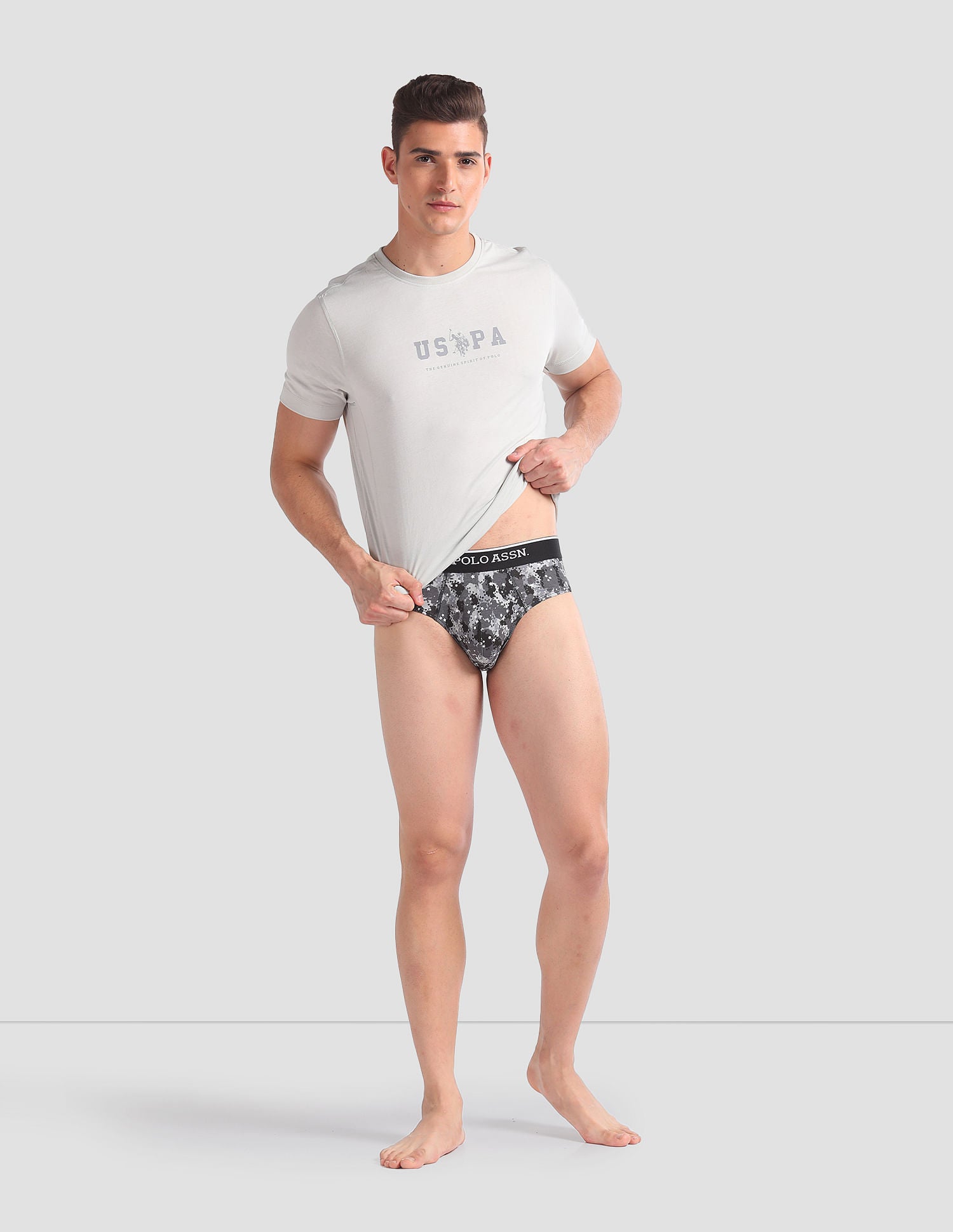 Abrasion Free Printed OEB01 Briefs - Pack Of 3 Blue, Navy and Grey - U.S. POLO ASSN. | Large