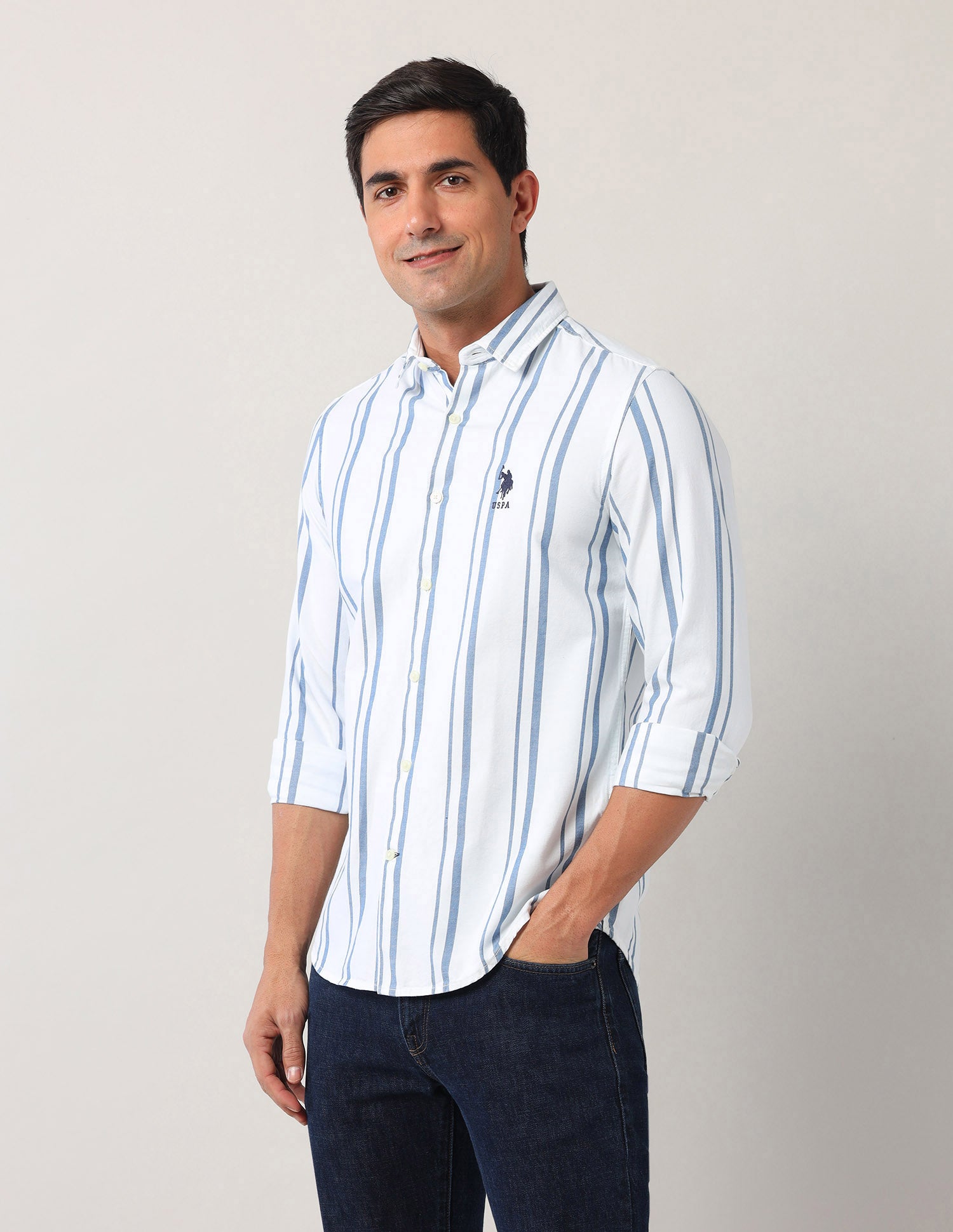 Regular Fit Pure Cotton Shirt Indigo - U.S. Polo Assn. India | Large