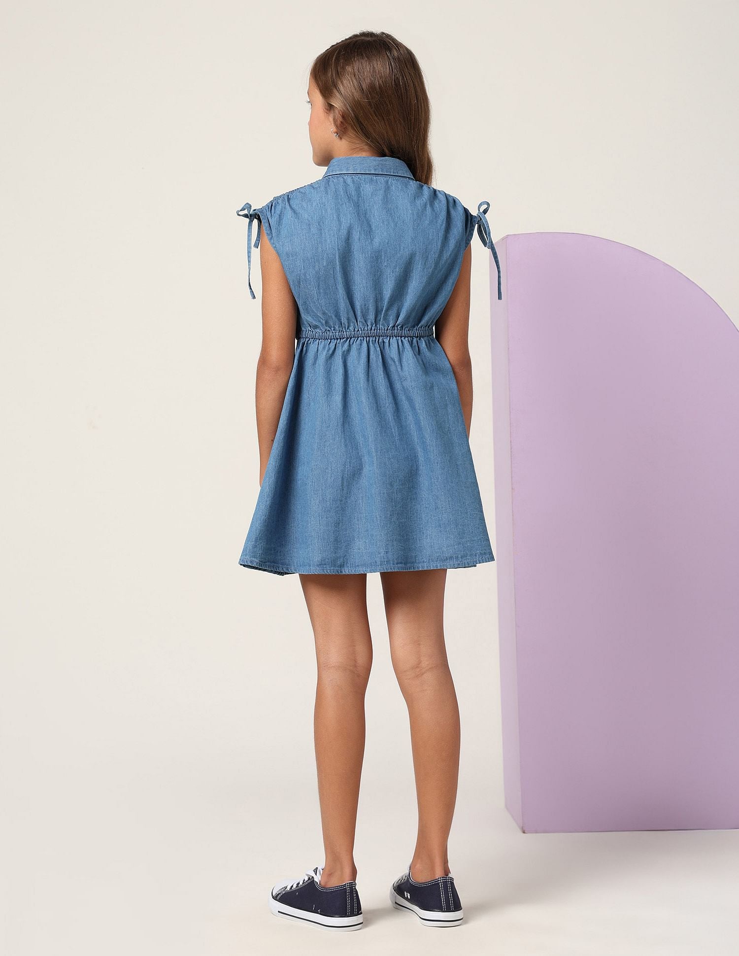 Girls Denim Fit And Flare Dress Blue - U.S. POLO ASSN. | Large