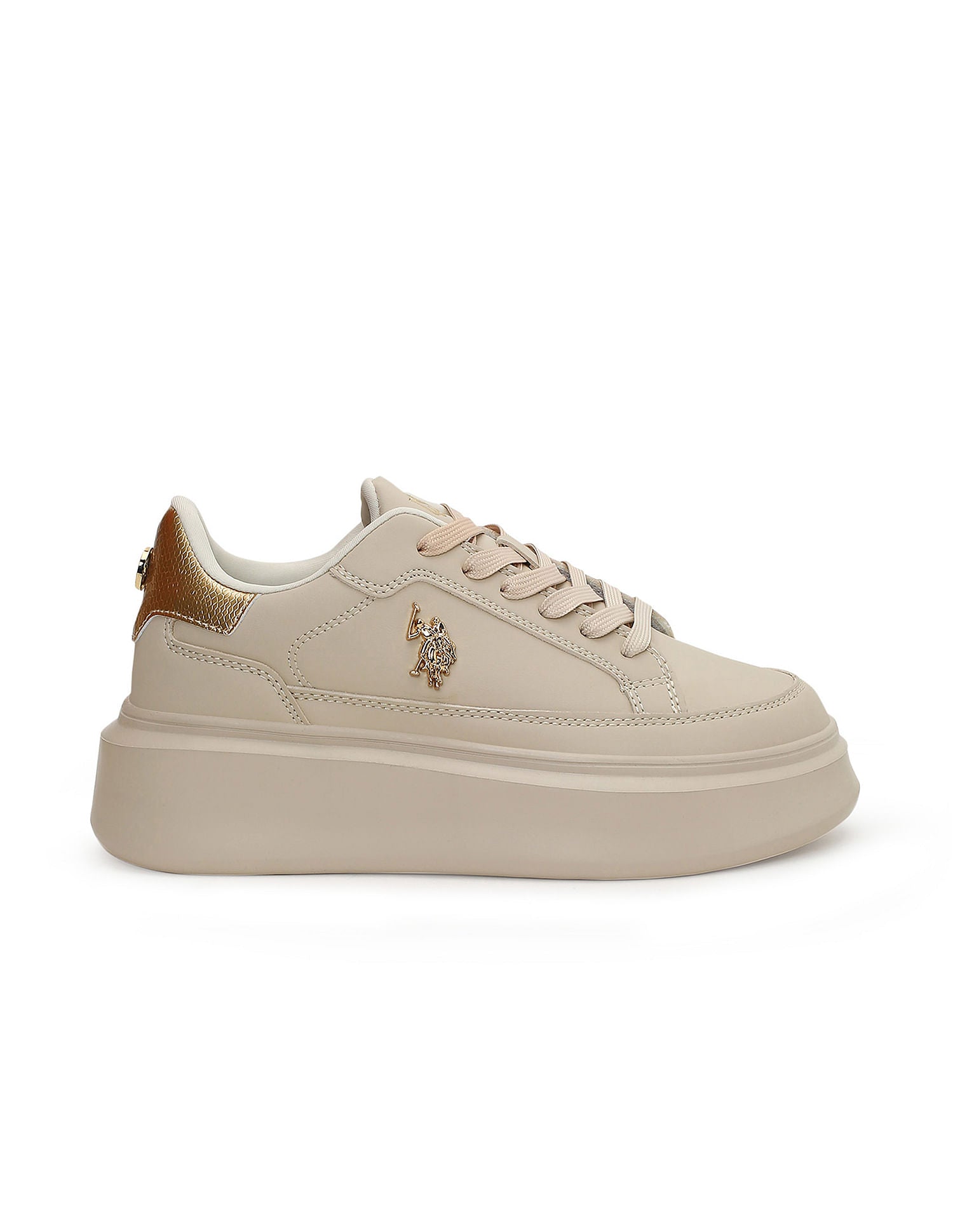 Women Round Toe Solid Eleanaor Sneakers Beige - U.S. POLO ASSN. | Large
