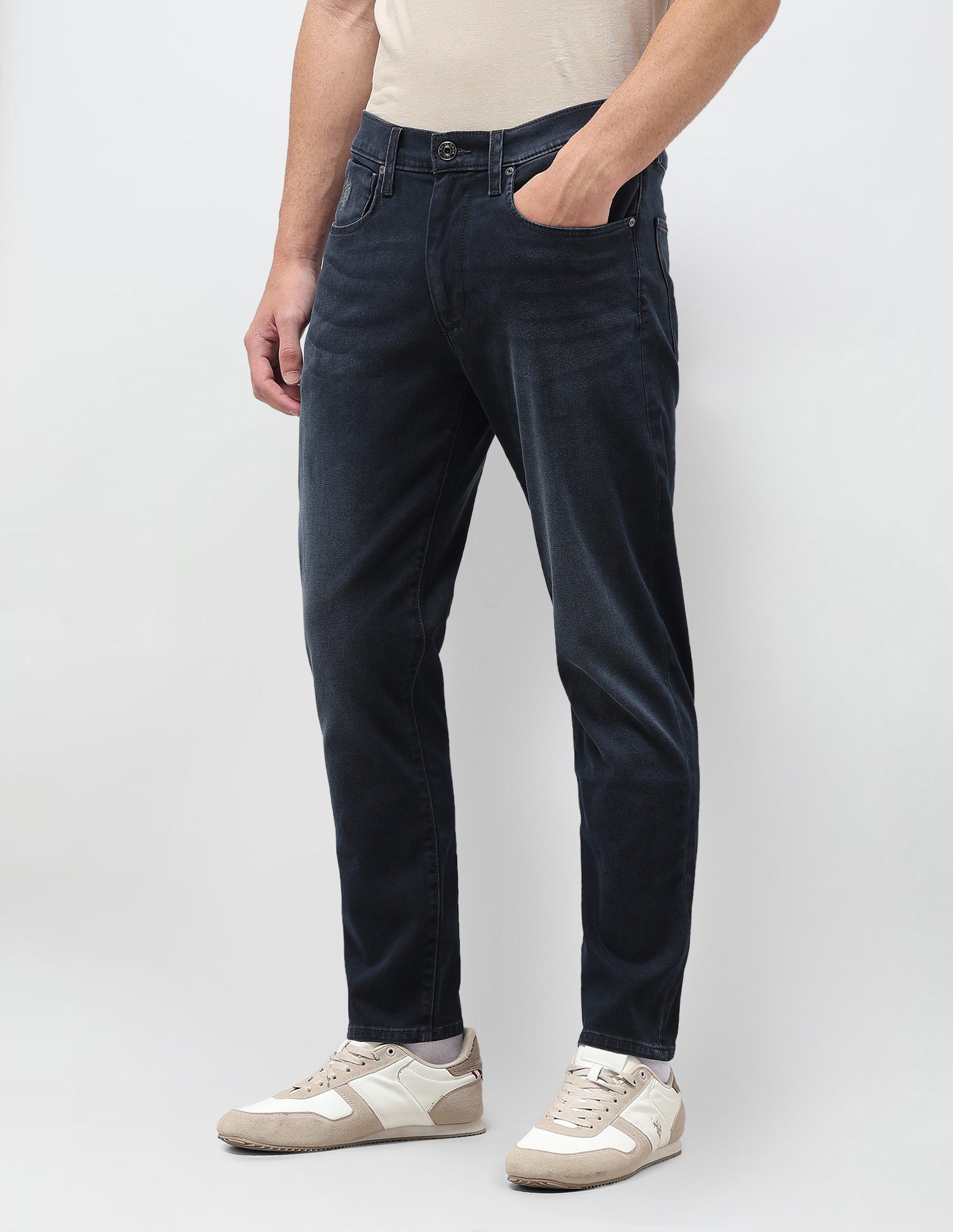 Cole Comfort Cropped Fit Blue Jeans Washed Black - U.S. Polo Assn. India | Large