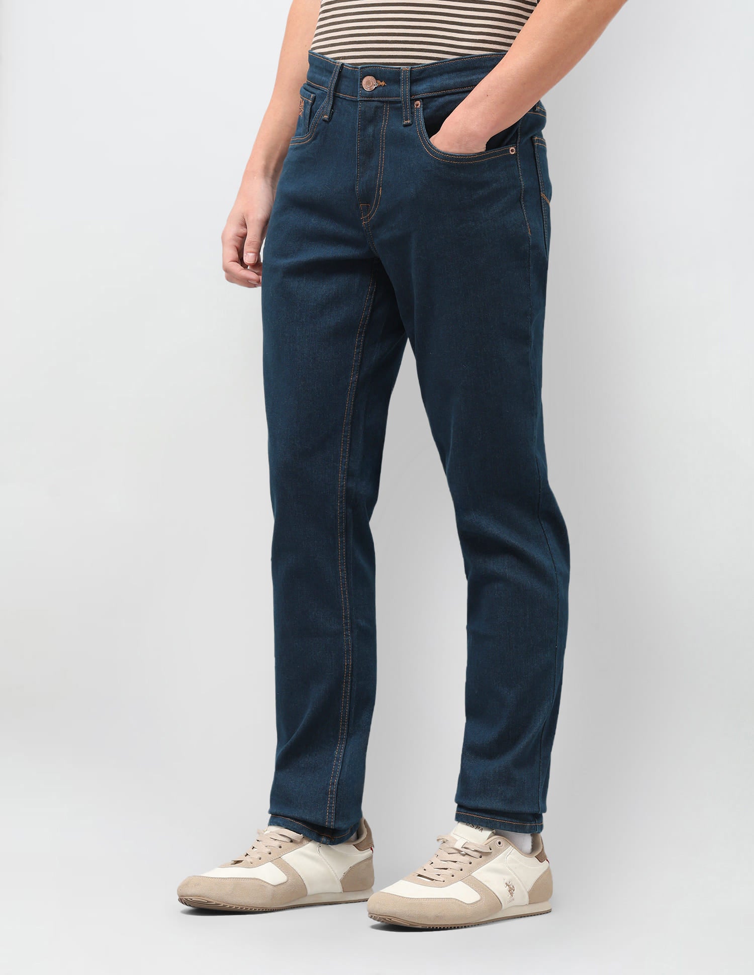 Solid Slim Fit Jeans Blue - U.S. Polo Assn. India | Large