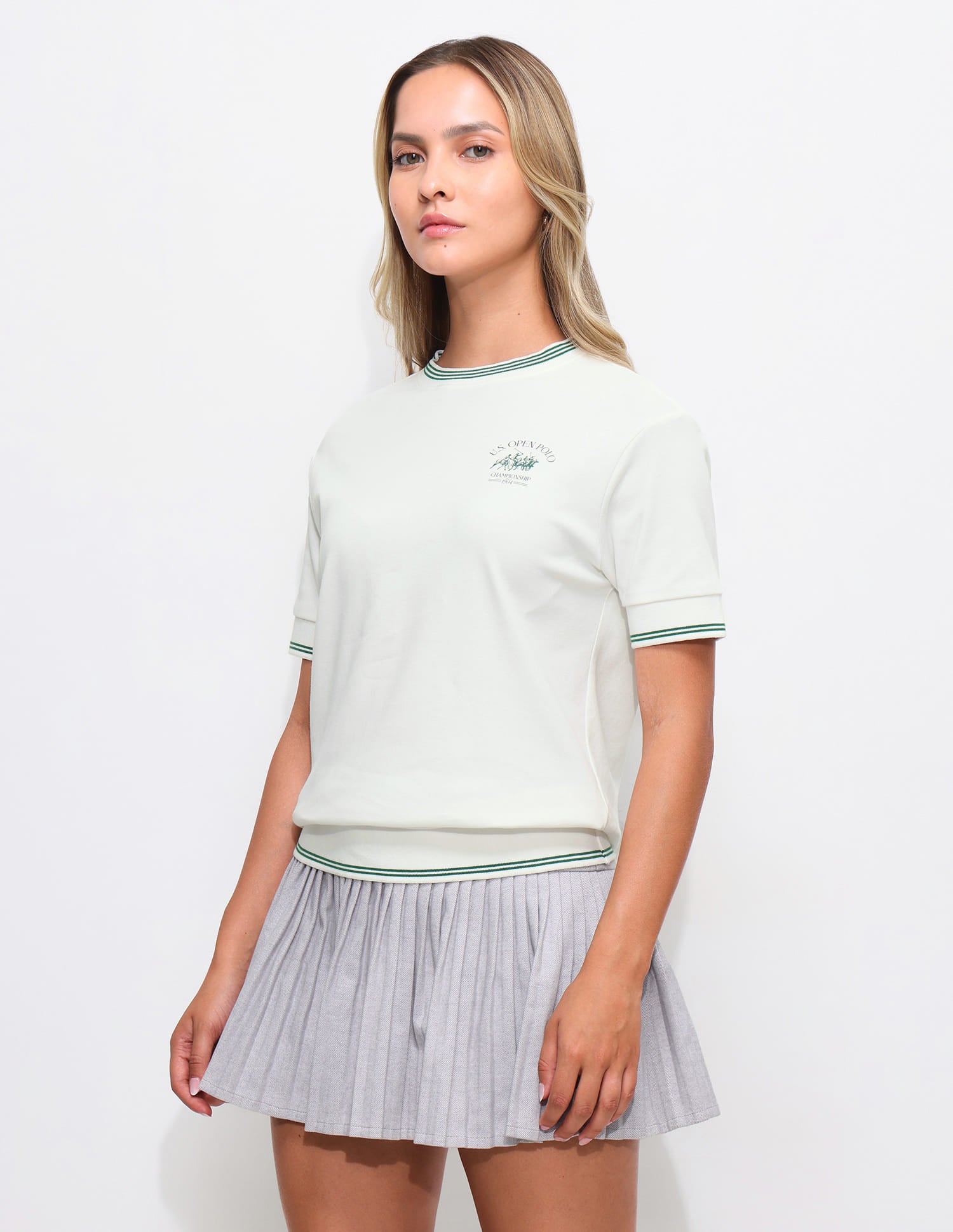 Solid Boxy Fit T-Shirt Off White - U.S. Polo Assn. India | Large