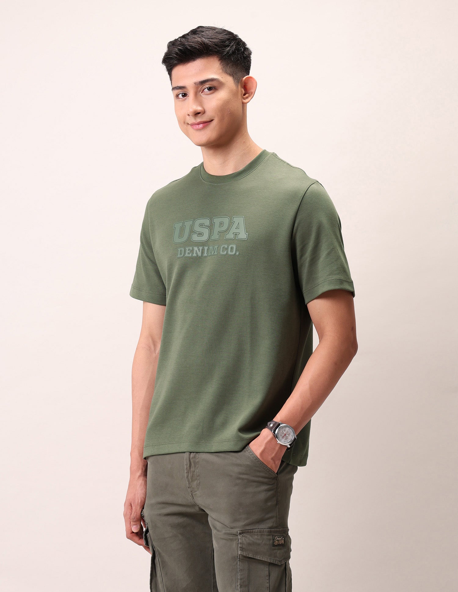 Relaxed Fit Outdoor T-Shirt Olive - U.S. Polo Assn. India | Large