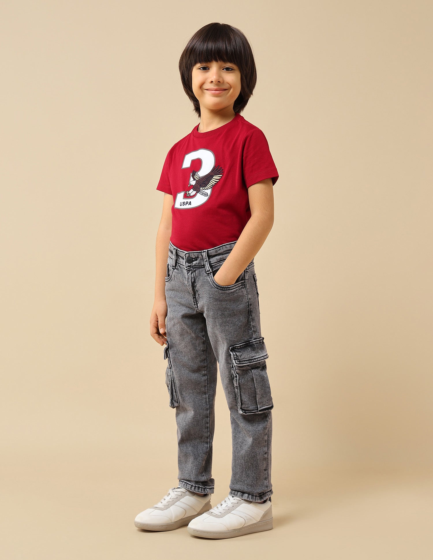 Boys Relaxed Fit Cargo Jeans Grey - U.S. POLO ASSN. | Large