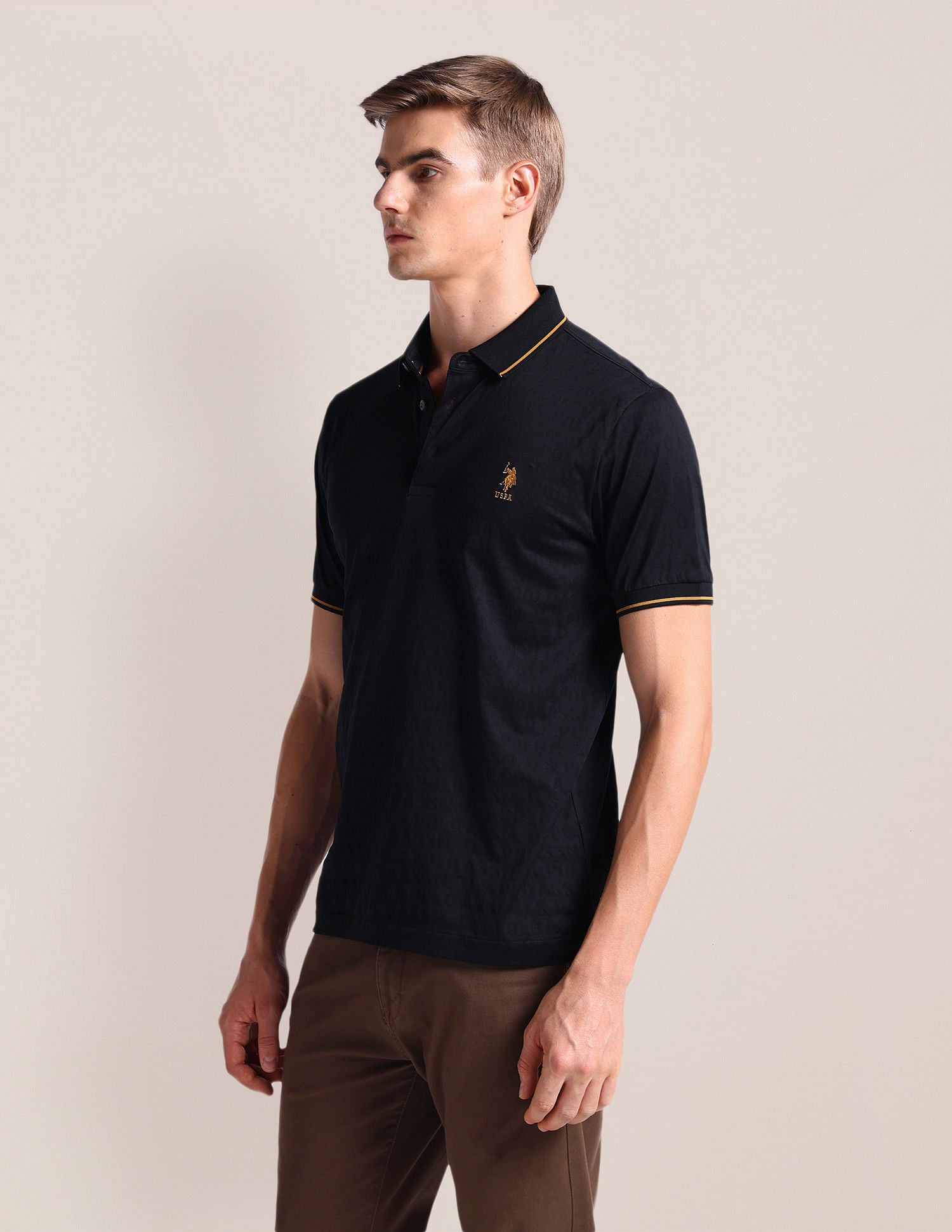 Solid Slim Fit Polo Shirt Black - U.S. Polo Assn. India | Large