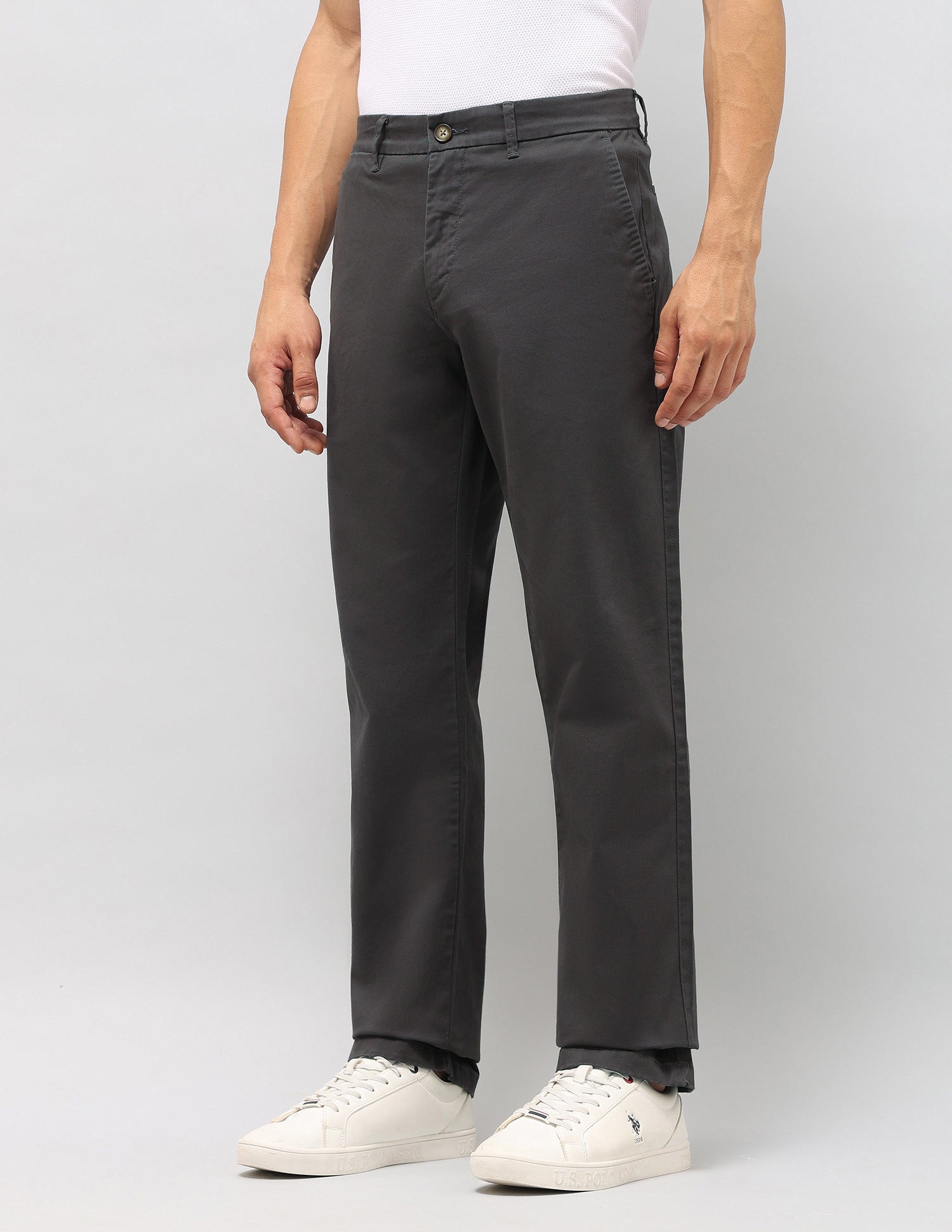 Twill Riley Straight Fit Trousers Dark Grey - U.S. POLO ASSN. | Large