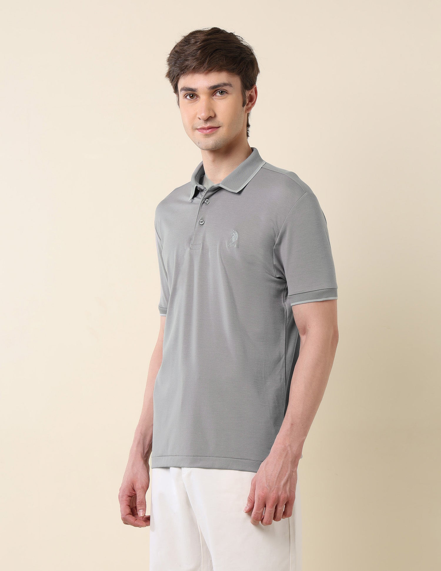 Solid Monochrome Majesty Polo Shirt Grey - U.S. Polo Assn. India | Large