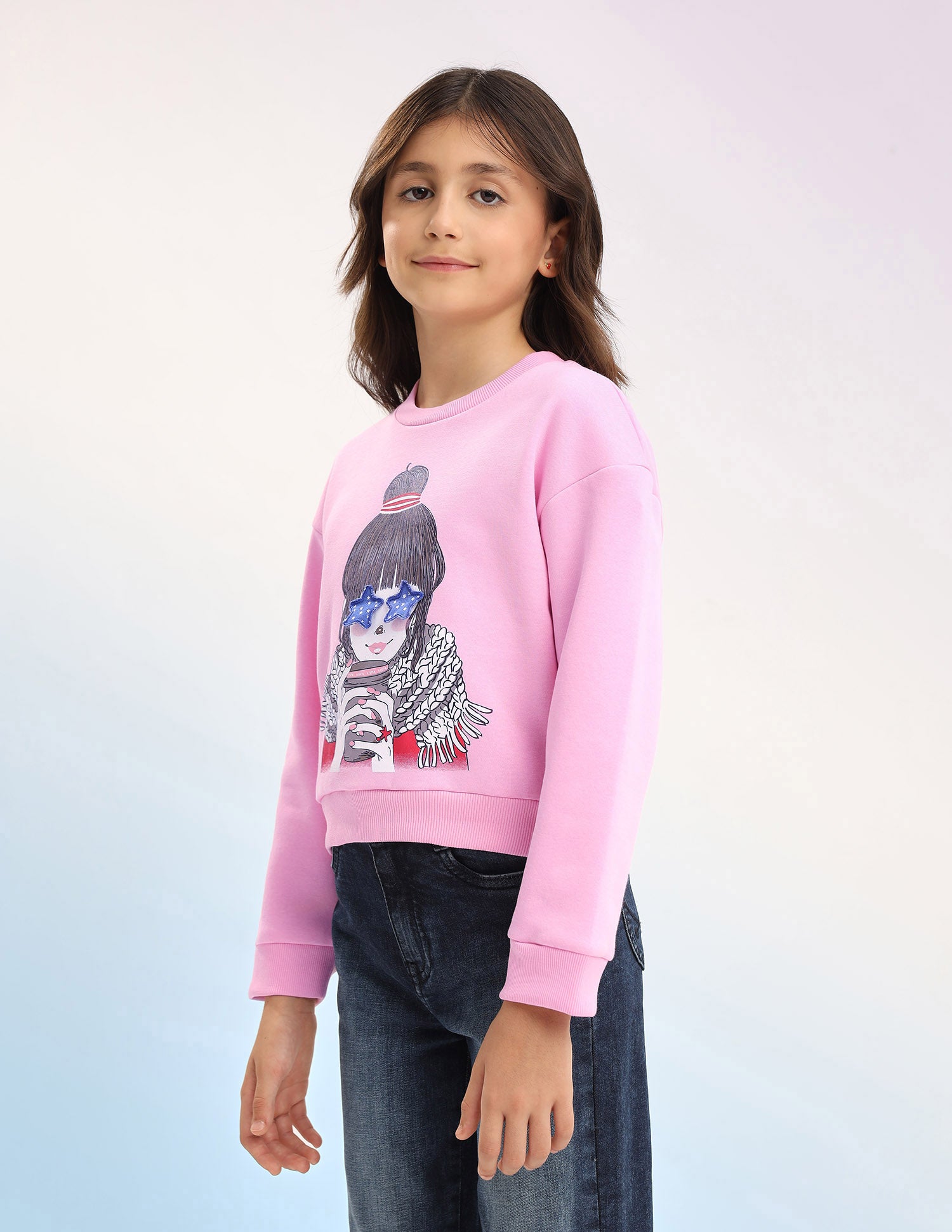 Graphic Printed Regular Fit Sweatshirt Pink - U.S. POLO ASSN. | Large