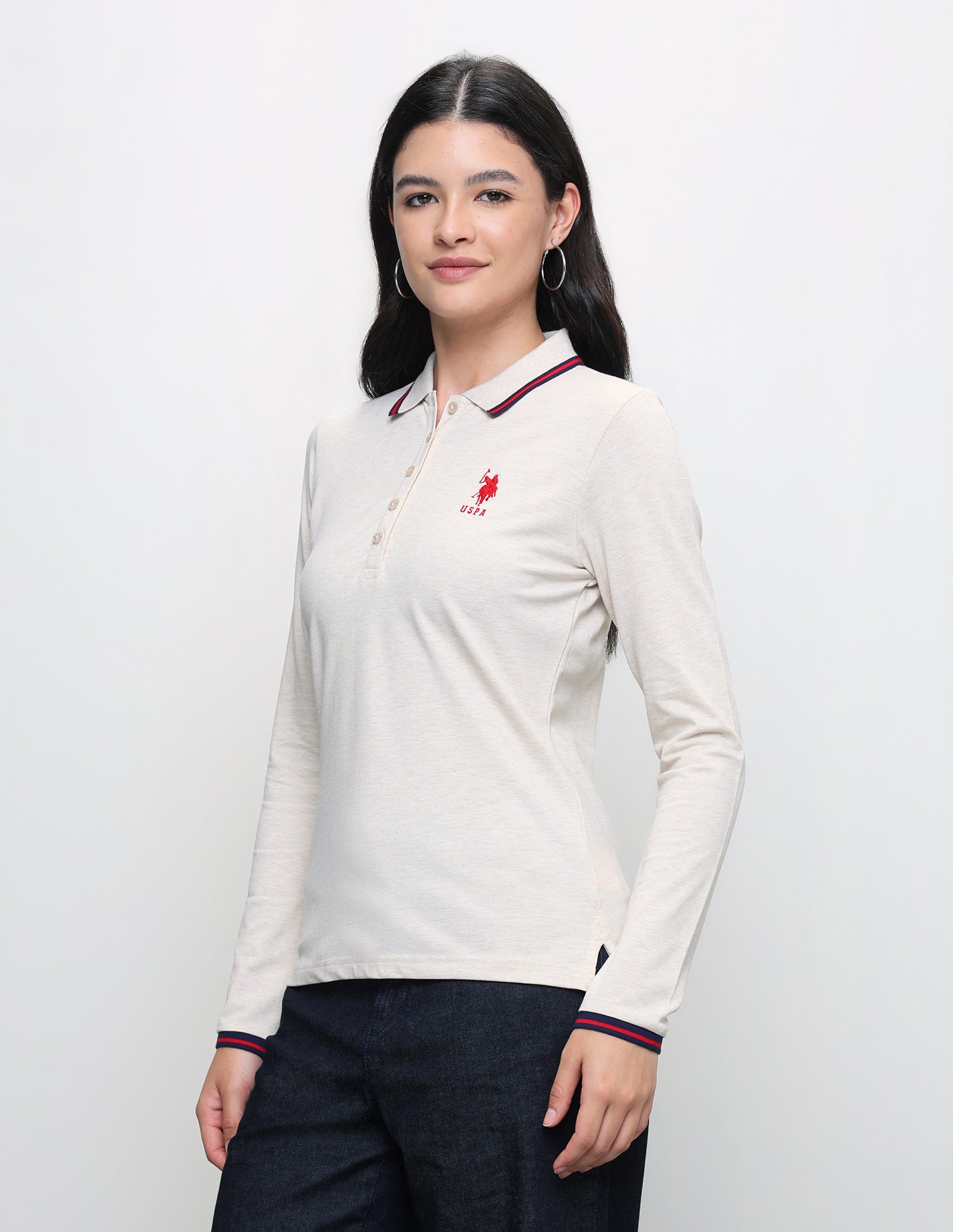 Heathered Regular Fit Polo Shirt Beige - U.S. Polo Assn. India | Large