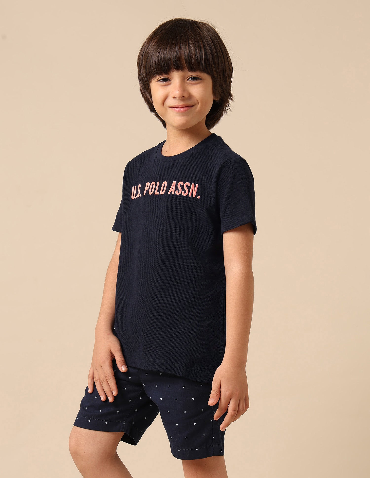 Boys Pure Cotton Brand Embossed T Shirt Navy - U.S. POLO ASSN. | Large