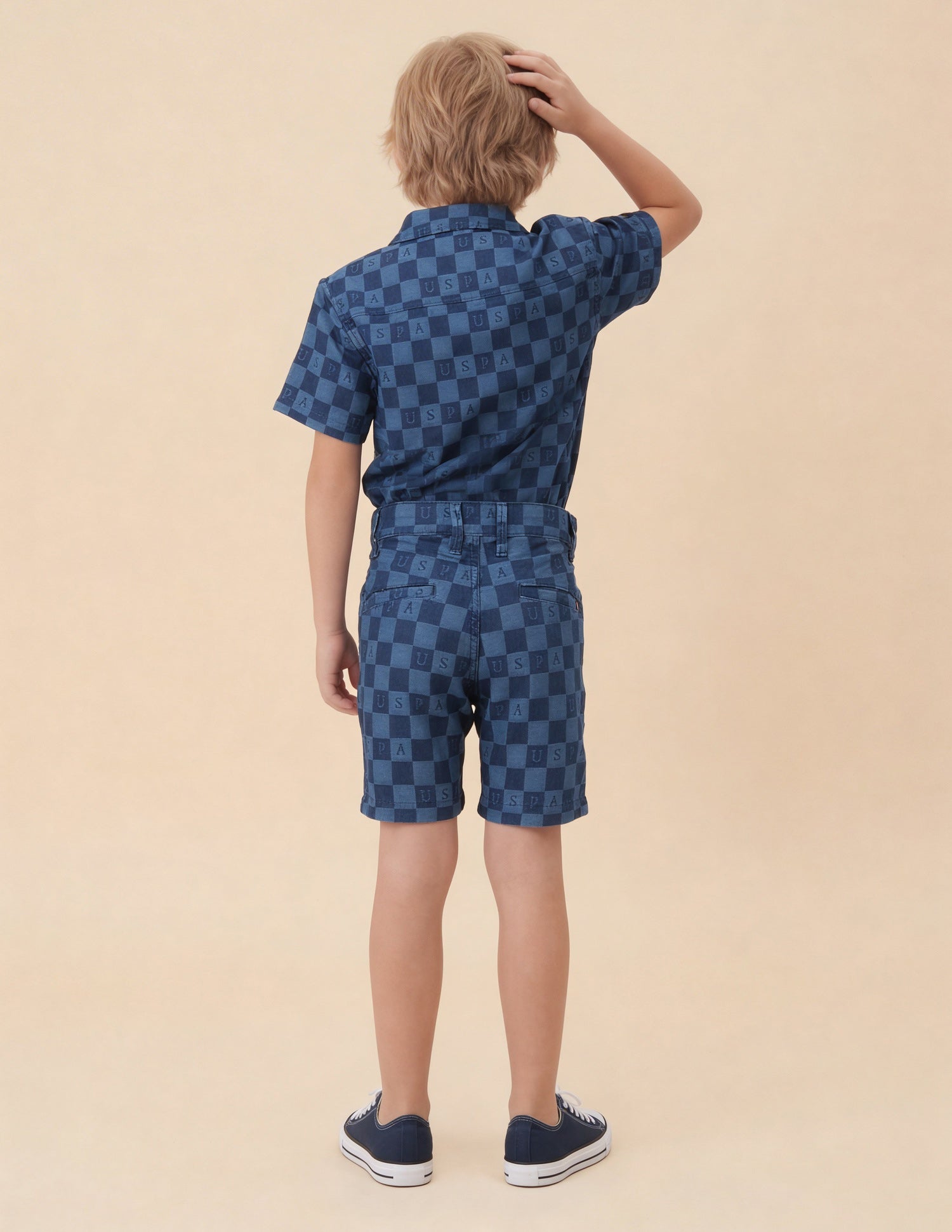 Chequer Brand Printed Relaxed Fit Shorts Indigo - U.S. Polo Assn. India | Large