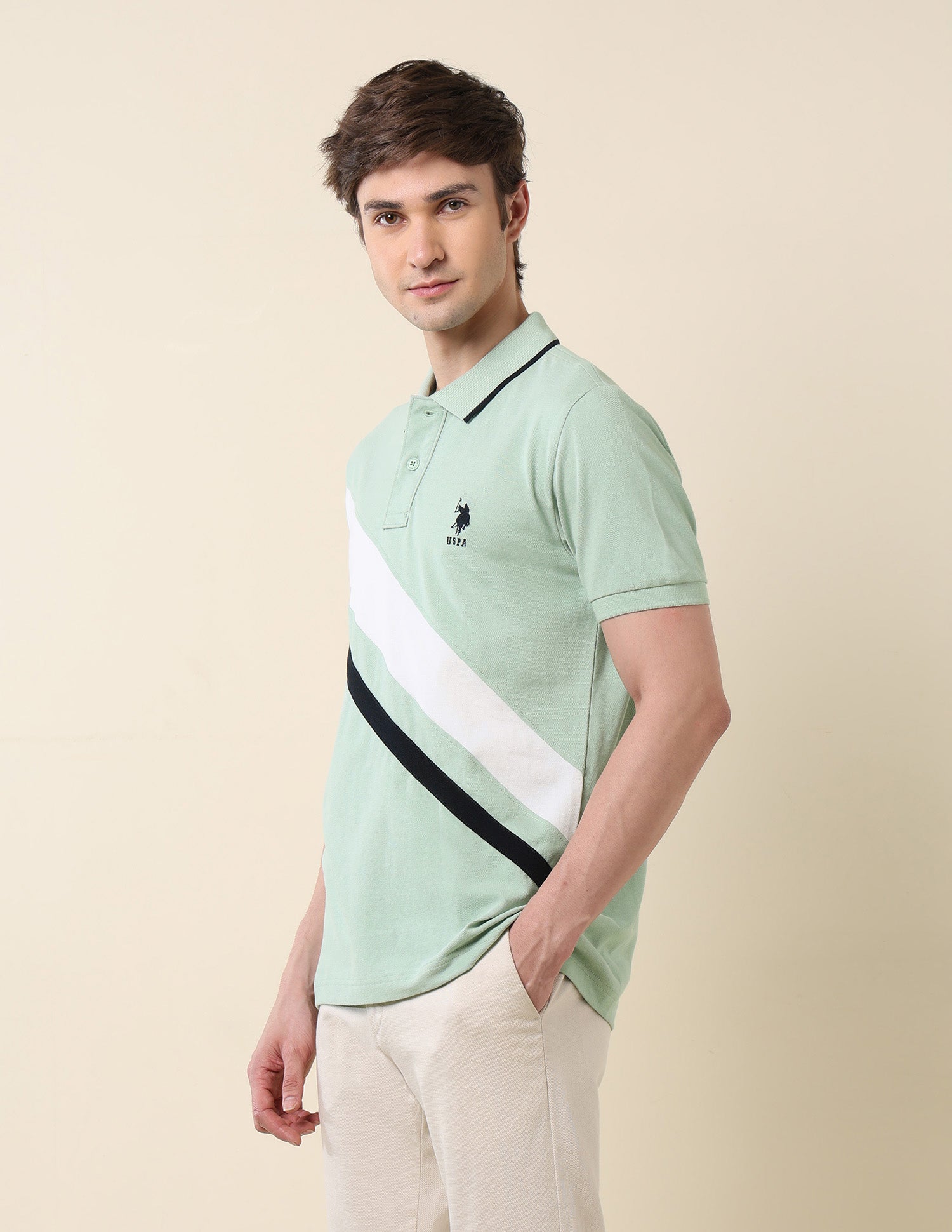 Colourblocked Classic Polo Shirt Light Green - U.S. POLO ASSN. | Large