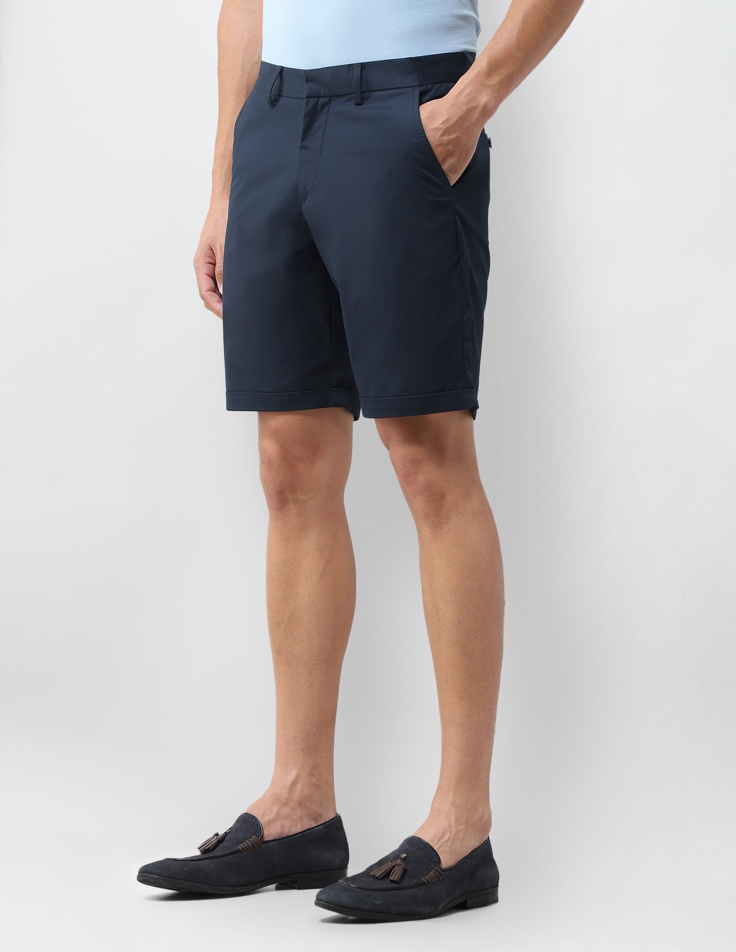 Slim Fit Solid Shorts Navy - U.S. Polo Assn. India | Large