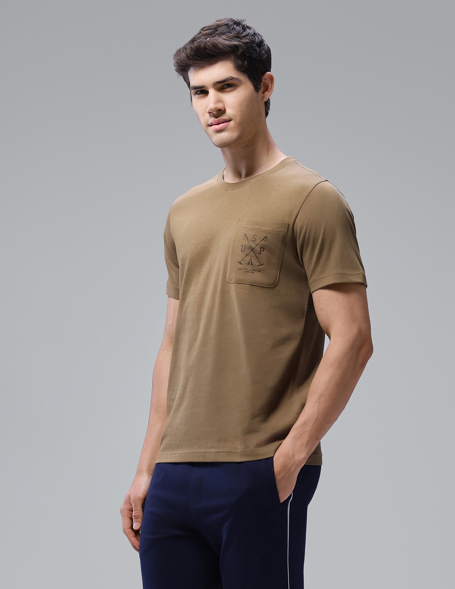 Solid Regular Fit Loungewear T-Shirt Butternut - U.S. Polo Assn. India | Large