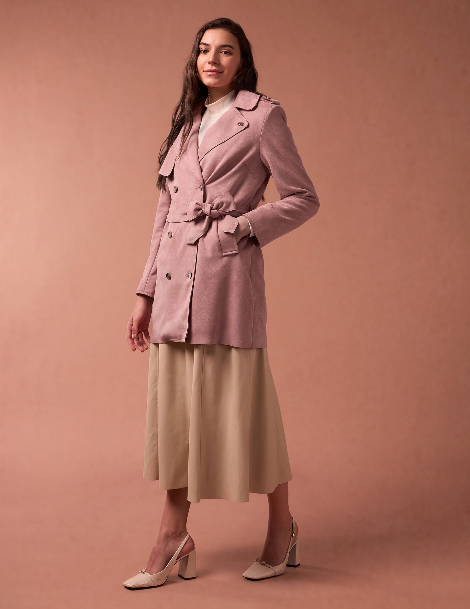 Suede Lapel Collar Jacket Dark Pink - U.S. POLO ASSN. | Large