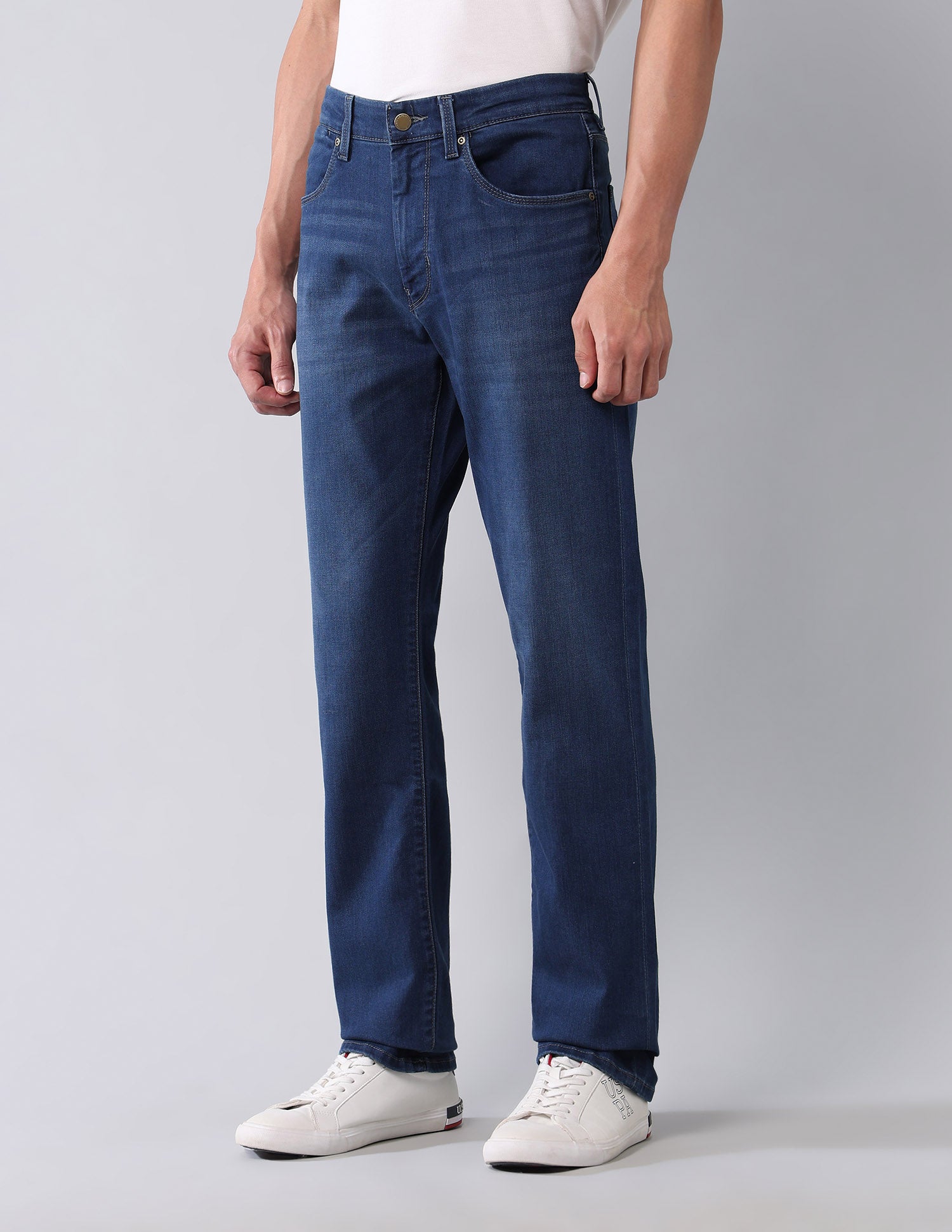 Harold Slim Straight Fit Blue Jeans Mid Wash - U.S. POLO ASSN. | Large