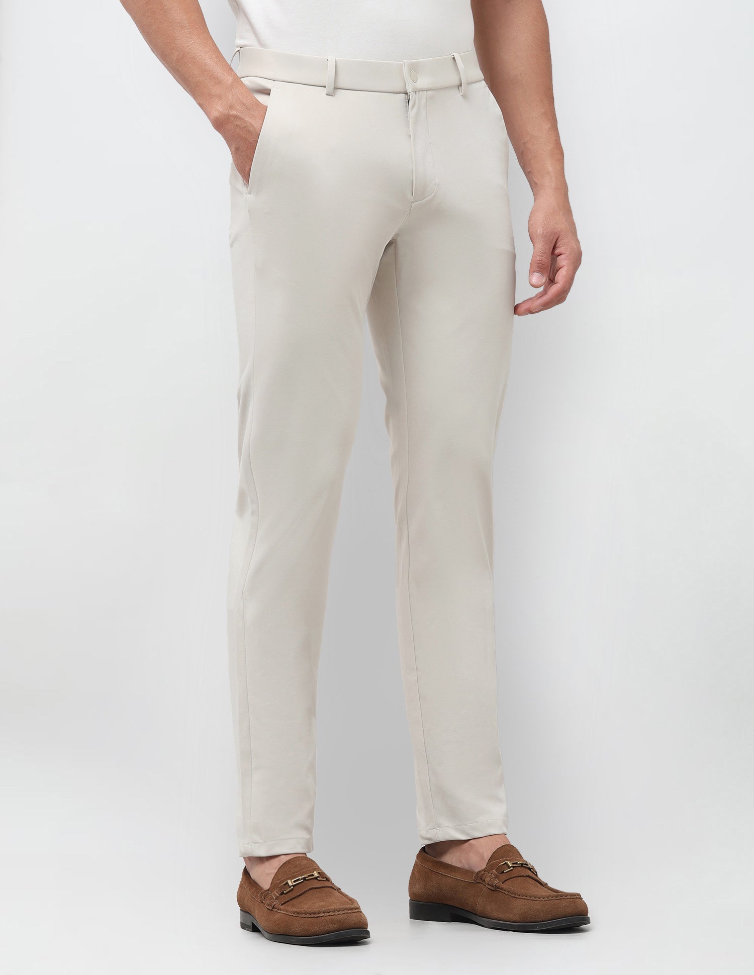 Austin Slim Fit Mid Rise Trousers Stone - U.S. Polo Assn. India | Large