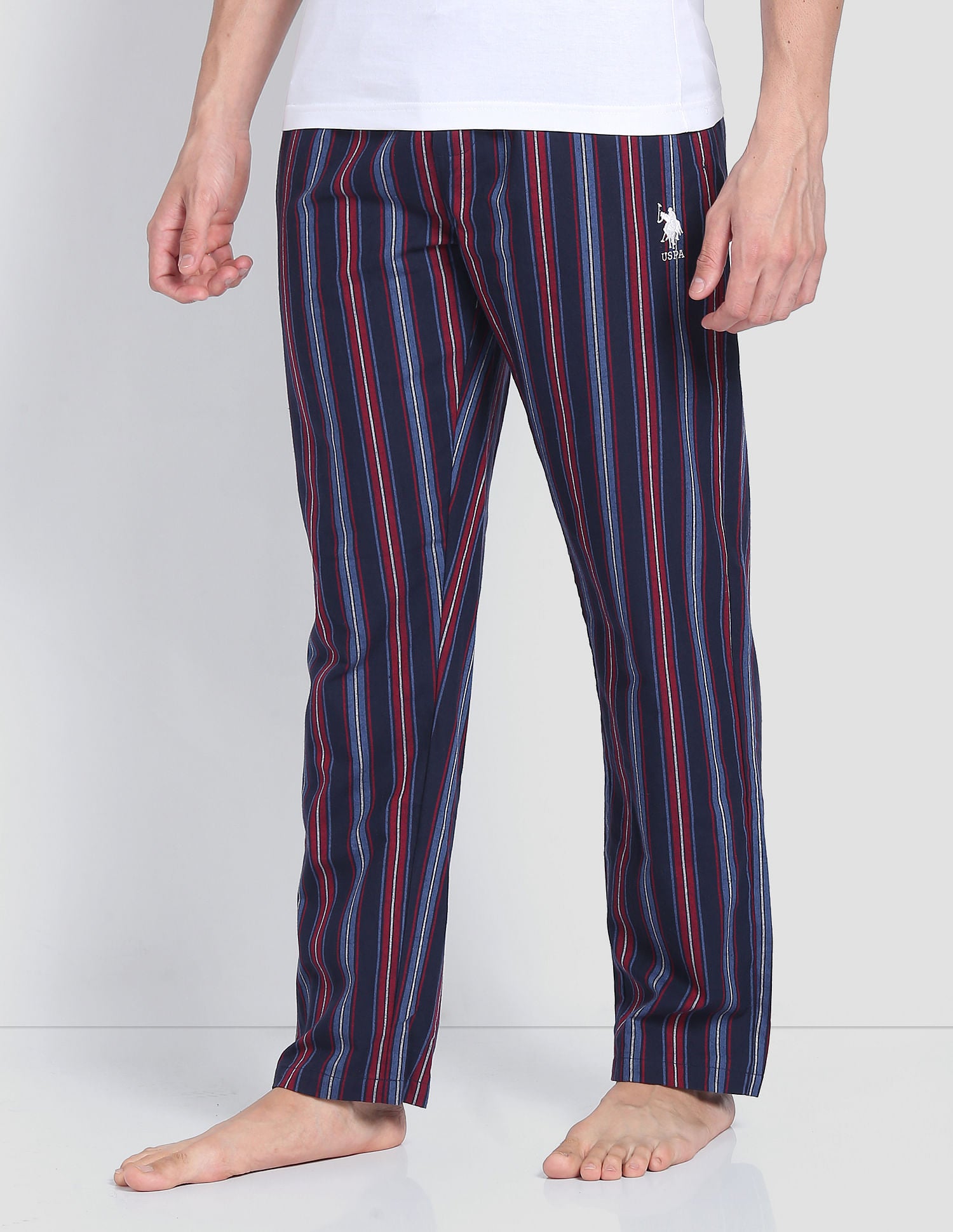 Striped Cotton LP001 Lounge Pants - Pack Of 1 Navy and Red - U.S. POLO ASSN. | Large