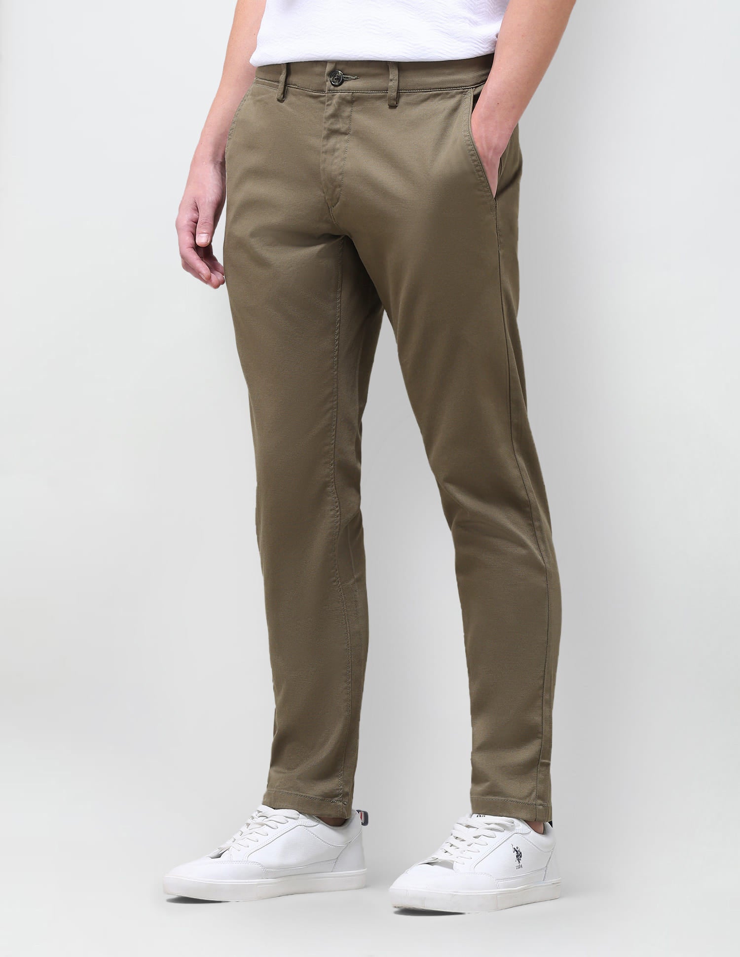 Solid Denver Slim Fit Trouser Green - U.S. Polo Assn. India | Large