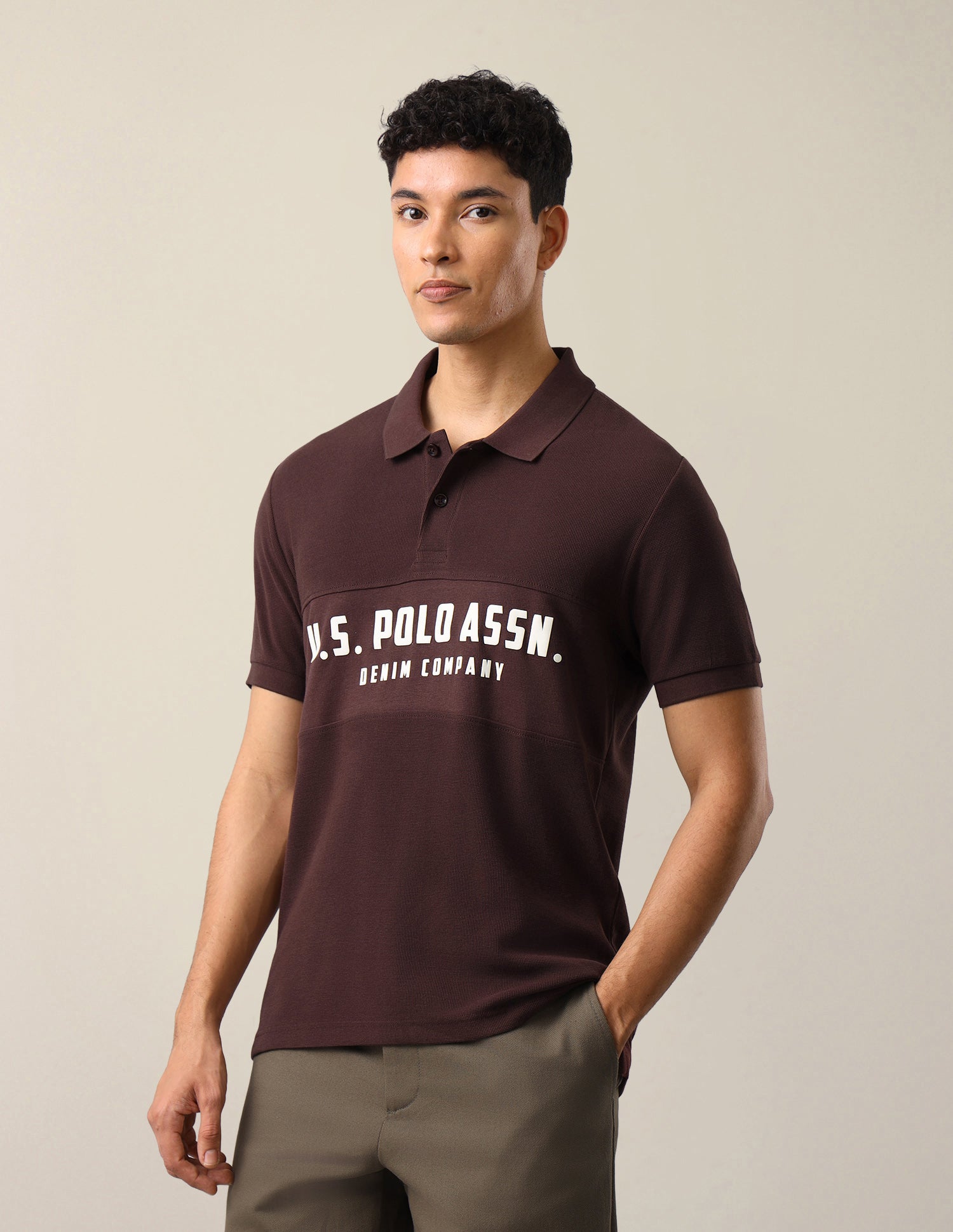 Brand Embossed Slim Fit Polo Shirt Maroon - U.S. Polo Assn. India | Large