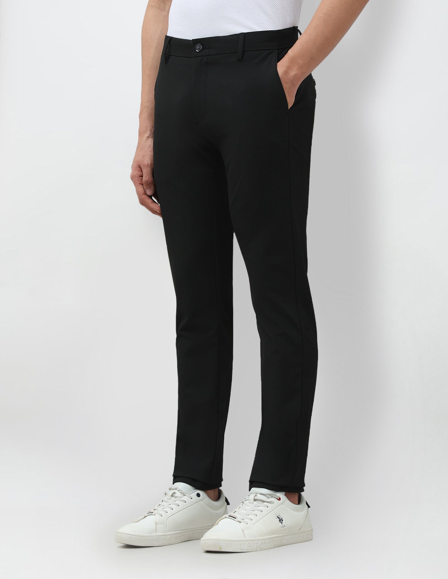 Mid Rise Satin Trousers Black - U.S. POLO ASSN. | Large