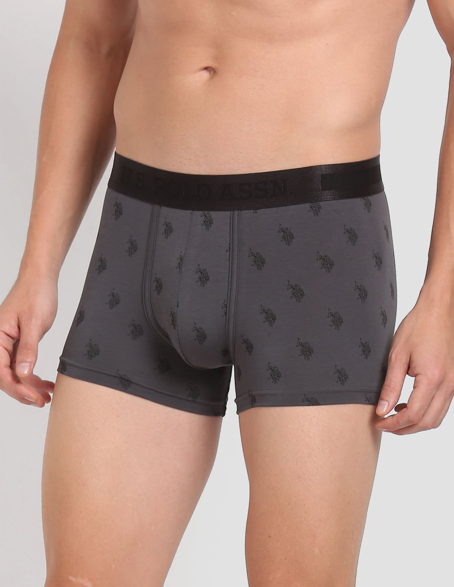 Mid Rise Brand Print PT002 Premium Trunks - Pack Of 1 Asphalt - U.S. POLO ASSN. | Large
