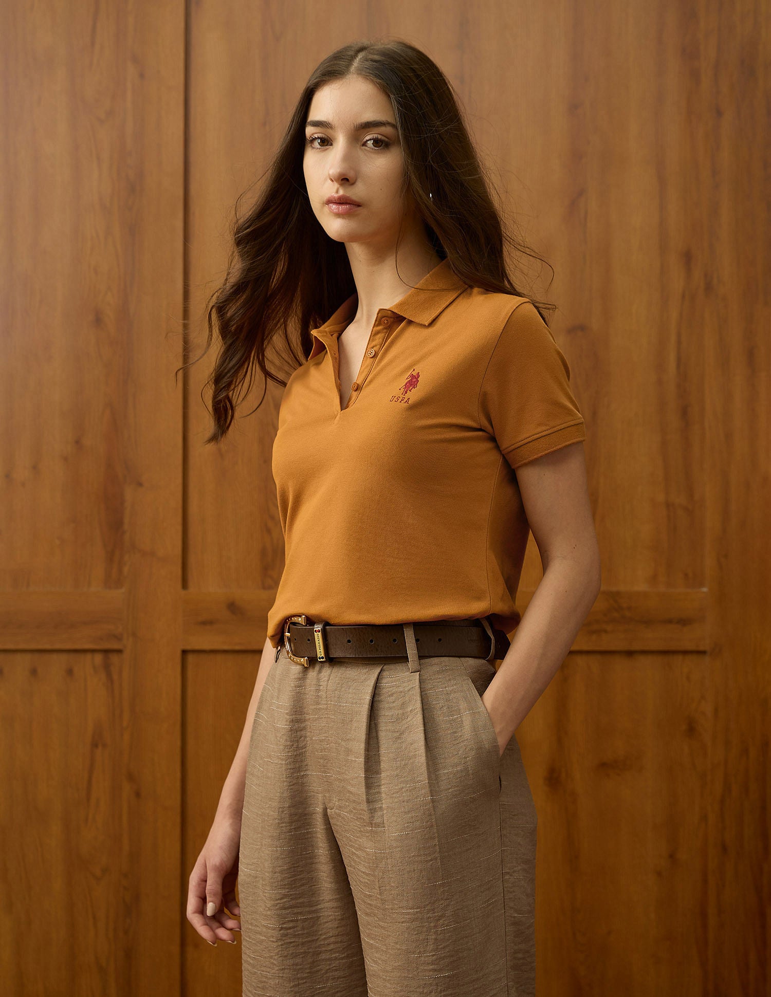 Regular Fit Solid Polo Shirt Orange - U.S. POLO ASSN. | Large