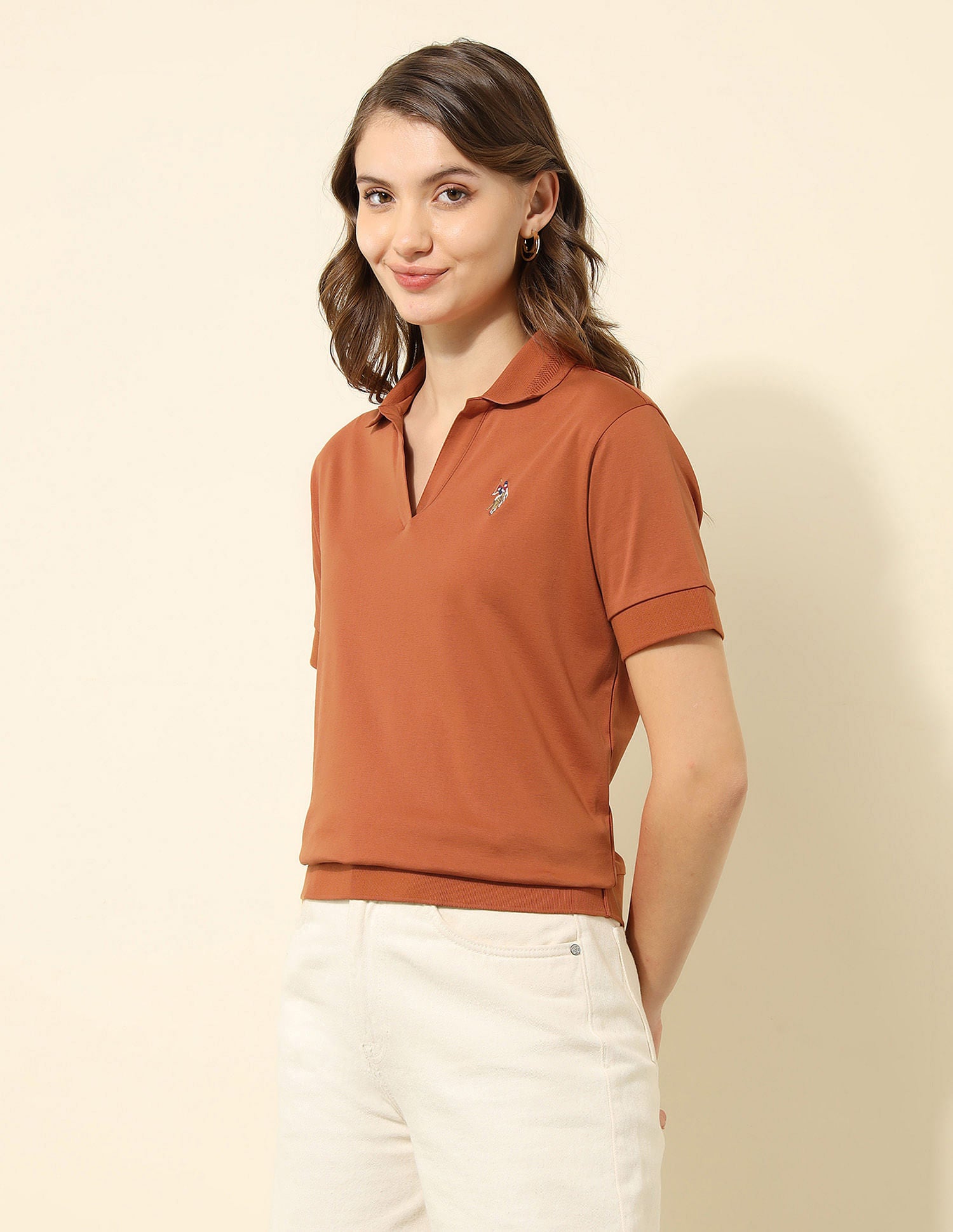 Boxy Fit Polo Shirt Rust - U.S. POLO ASSN. | Large