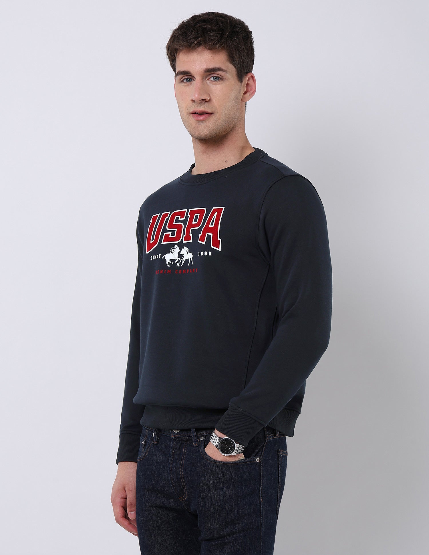 Brand Printed Regular Fit Sweatshirt Navy - U.S. POLO ASSN. | Large